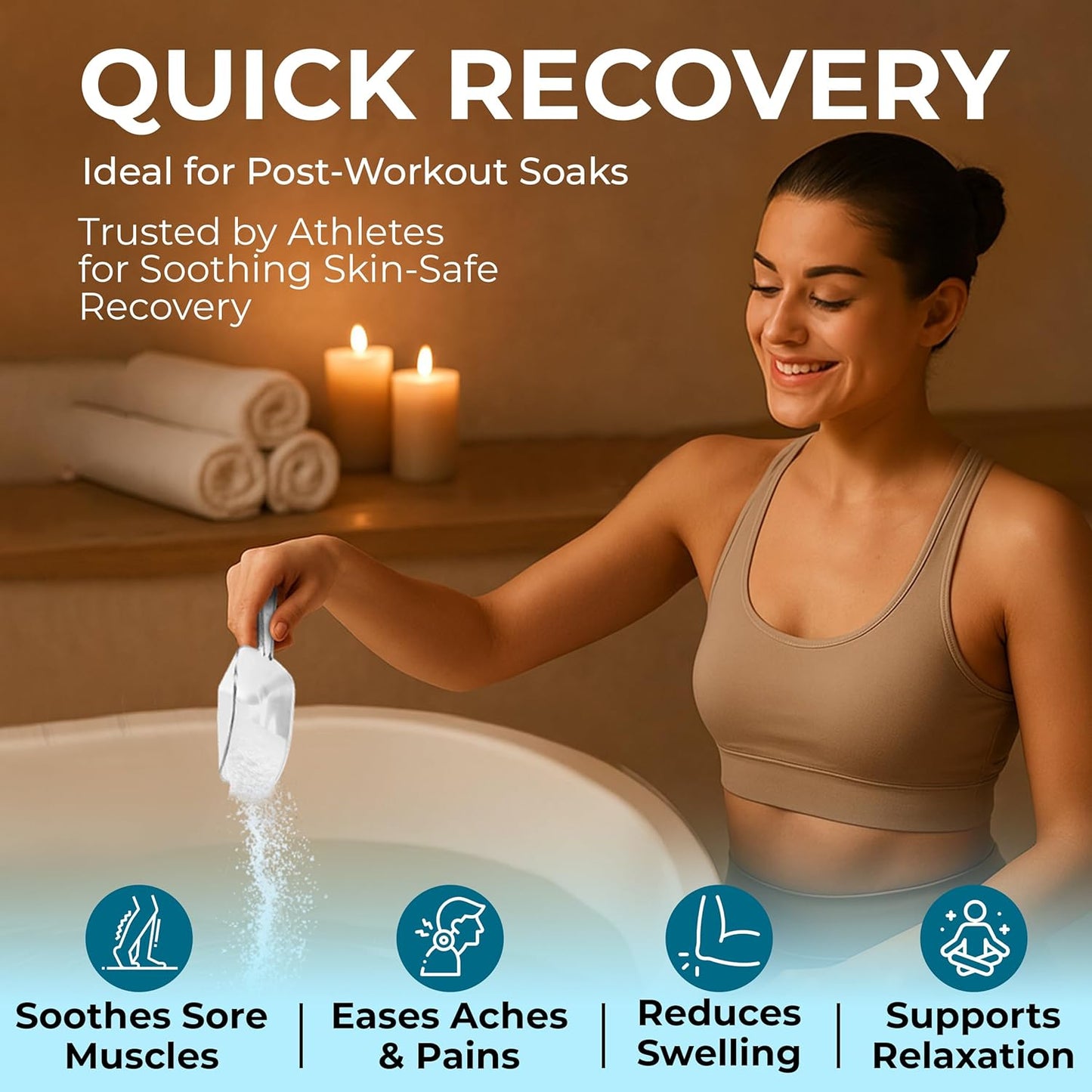 Epsom Salt Bath Soak 15 lb Bucket – Unscented, Pure Epsom Salt Bulk Crystals, Magnesium Sulfate for Full Body or Foot Soaks, Resealable Container with Scoop for Home Bath Use