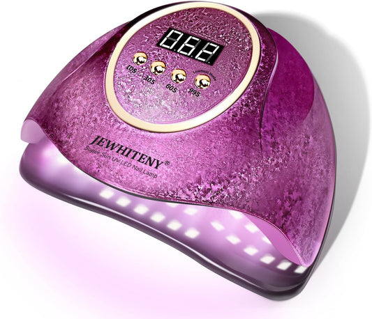 JEWHITENY Pink U V Gel Nail Lamp:LED Nails Curing Lamp with Automatic Sensor & 4 Timers Nail Light with 66 Lamp Beads