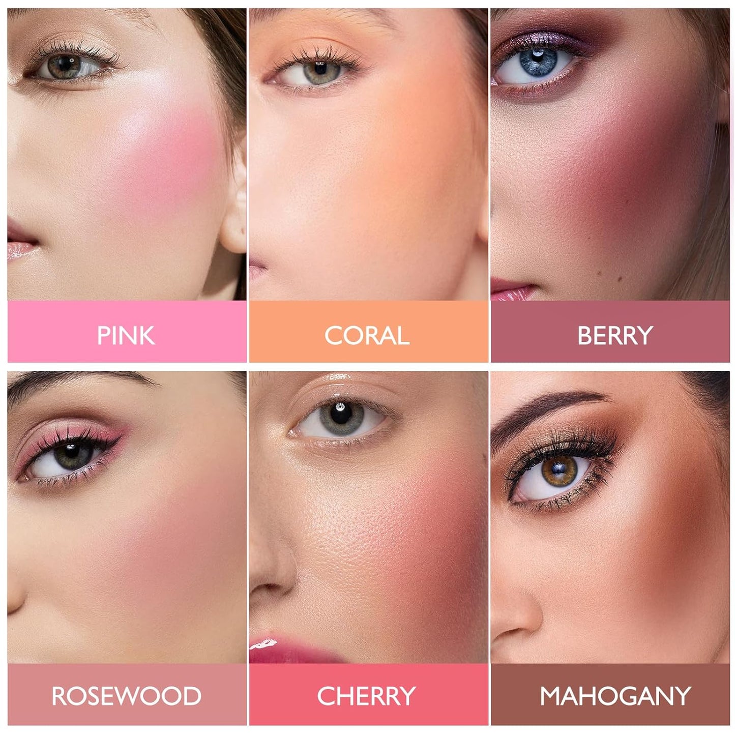 KYDA Powder Blush, Radiant Glow Face Blusher, Blendable Formula, Lasting Moisturizing, Ultra Fine Lightweight Texture, Coral