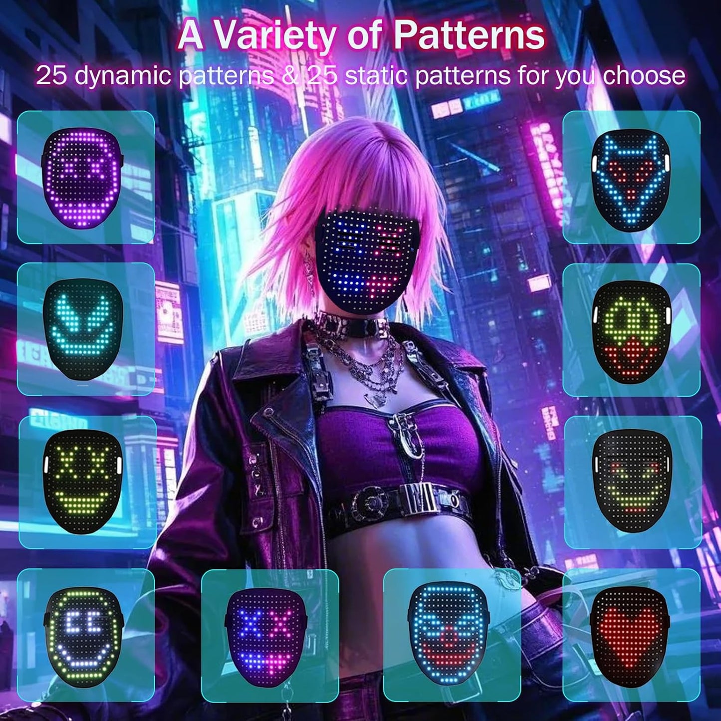 LED Mask with Gesture Sensing Transforming for Christmas/Birthday Present, Boys Light Up Masks for Halloween Role - Playing & Costume Parties