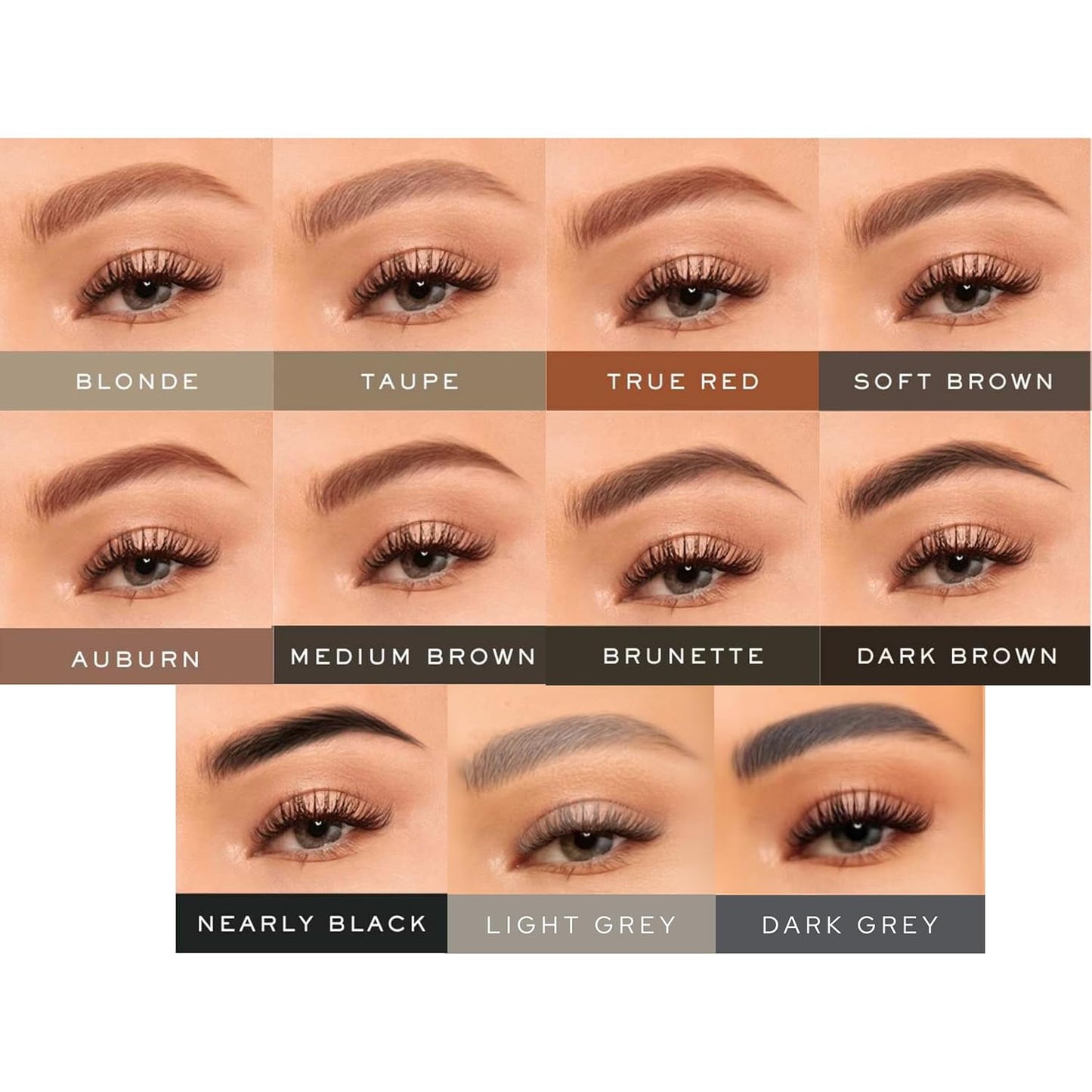 MADLUVV Brow Stamp Kit with Brow Stencils – Easy Eyebrow Shaper for Natural-Looking Brows – Popular Eyebrow Stencil Kit Used by Professionals – 9 Shapes, Spoolie, Travel Bag & Stamp (Light Grey)