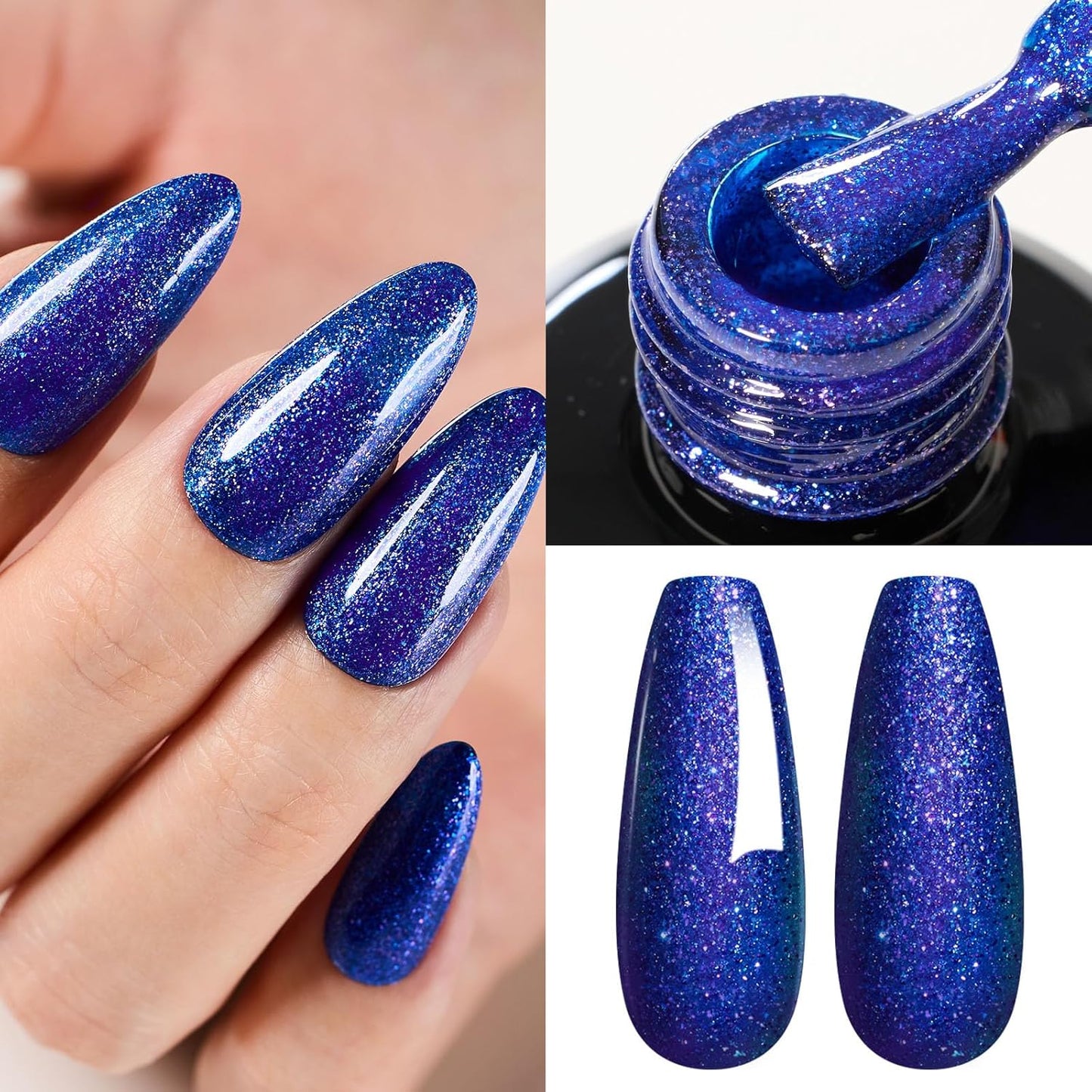 Beetles Glitter Gel Nail Polish, Blue Gel Polish Dark Purple Blue Color Gel Polish Soak Off Gel Nail Art Salon Nail Art DIY Home Nails Gifts for Women Women Manicure, 1 Pcs 15ml