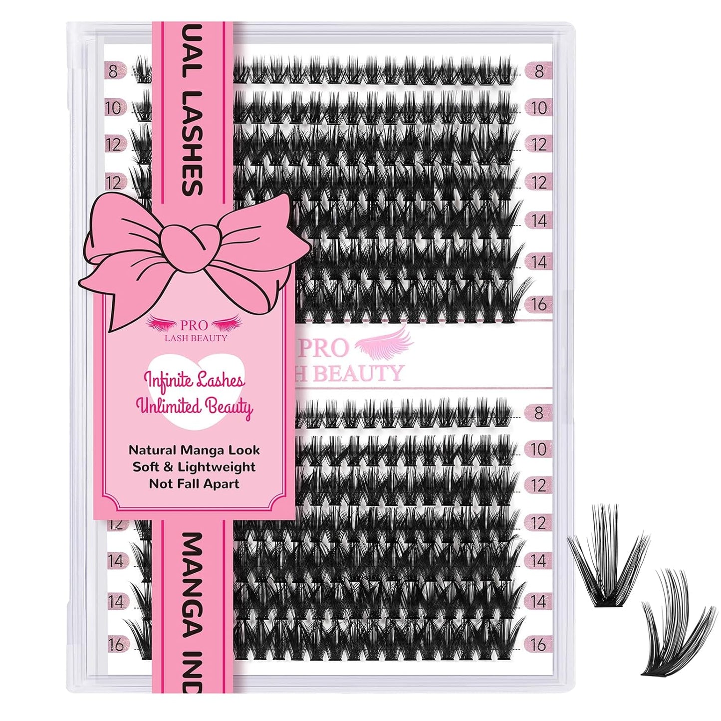 280 Pcs Individual Lashes 50D Mixed Lash Clusters Devil Style Lashes That Look Like Eyelash Extensions Wispy Lashes DIY Individual Lashes At Home (50D-D-8-16mix,Manga)