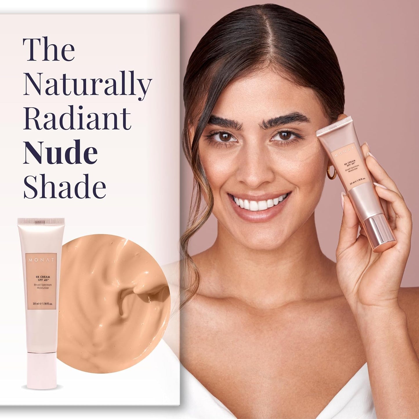 Monat BB Cream SPF 40 - Vanilla Broad-Spectrum Moisturizer, Lightweight Tinted Coverage, Fragrance-Free, 35ml/1.18 fl. oz.