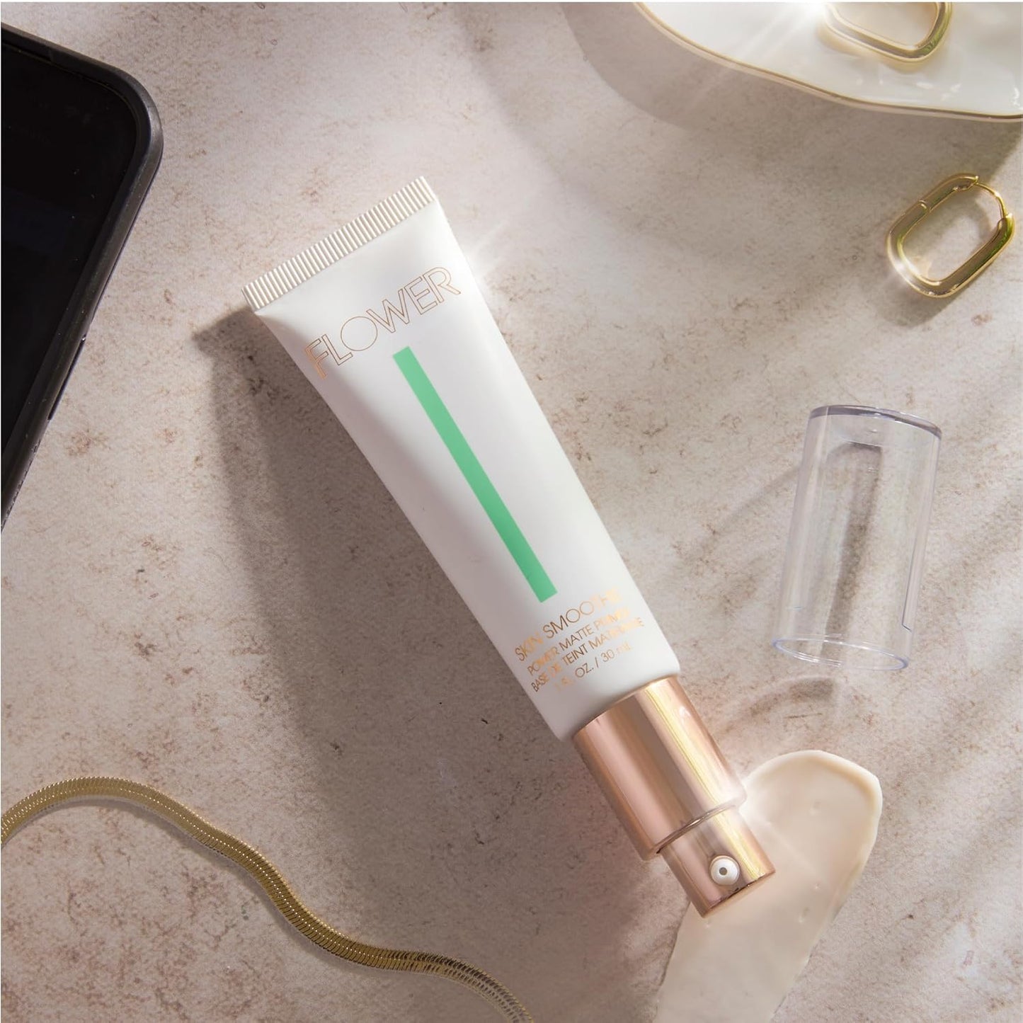 FLOWER BEAUTY By Drew Barrymore Skin Smoothie Power Matte Primer - Smoothes Skin + Mattifying Effect Blurs Pores + Blemishes - Absorbs Oil