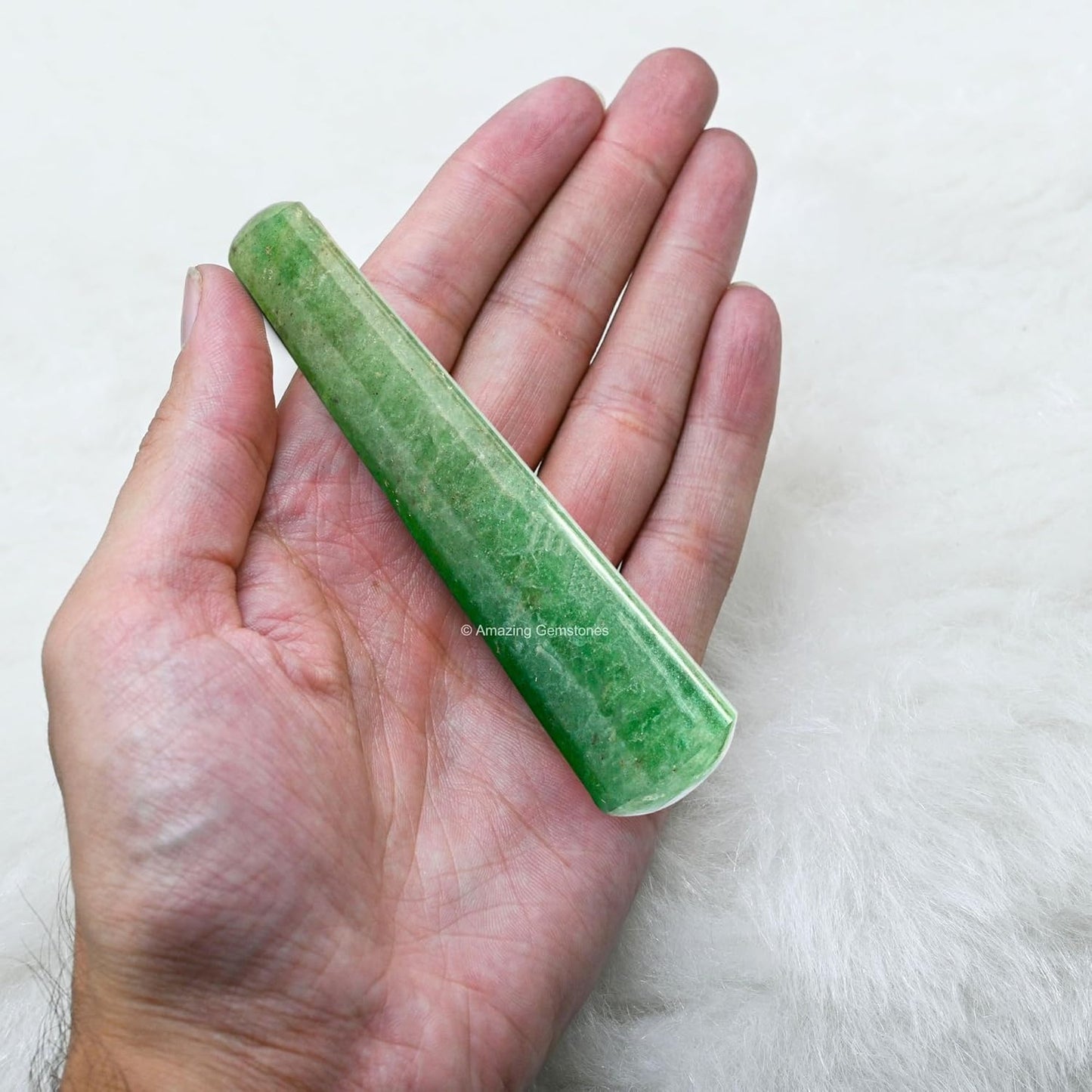 Amazing Gemstone Green Strawberry Quartz Crystal Wand Massage Stick - Pelvic Wand Gua Sha for Adults - Crystals and Healing Stones Massage Wands for Adults Gifts (Smooth)