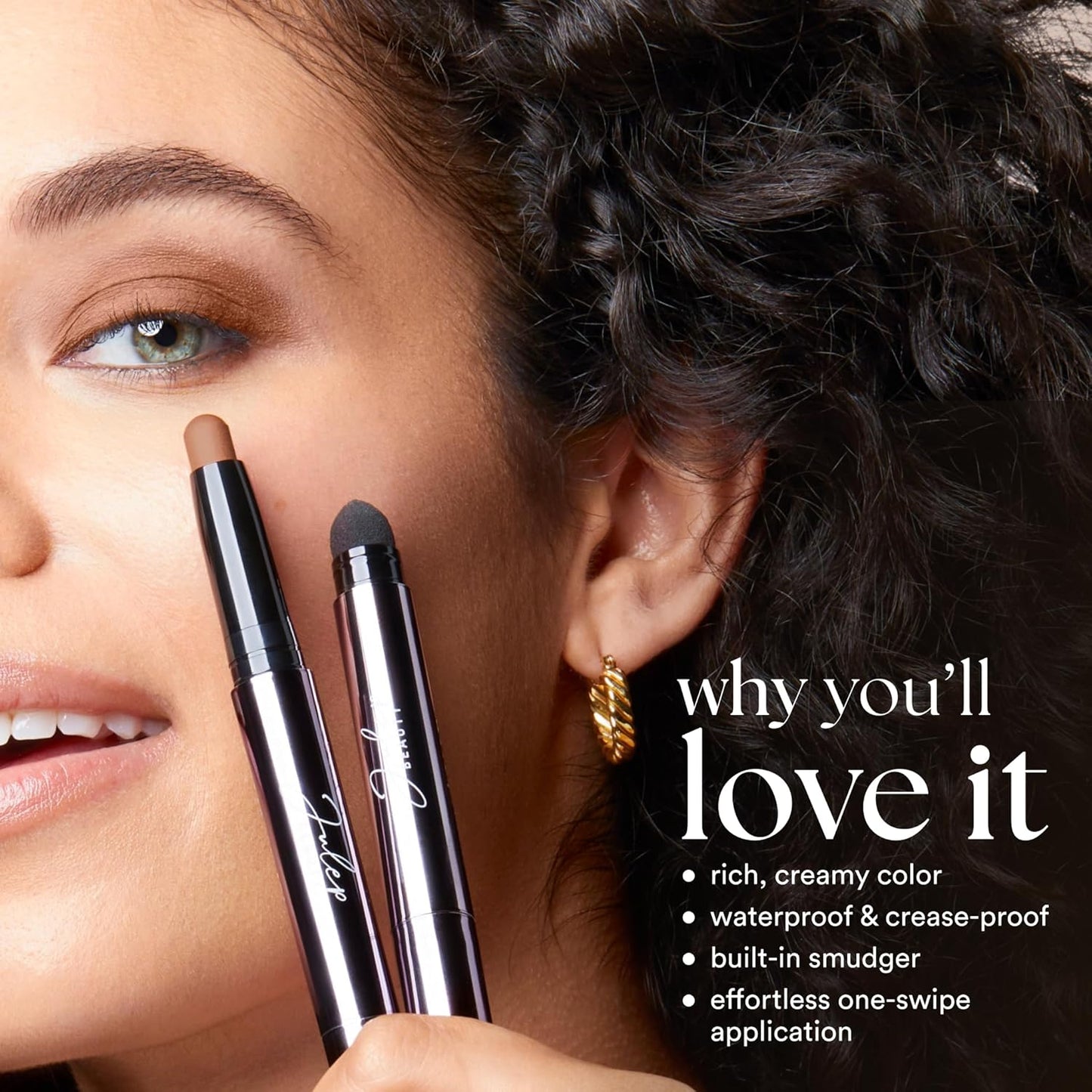 Julep Eyeshadow 101 Cream-to-Powder Waterproof Shadow Stick – Bronze Shimmer – Long-Lasting, Crease-Proof, Luminous Honey Brown Shimmer Eyeshadow with Built-in Smudger