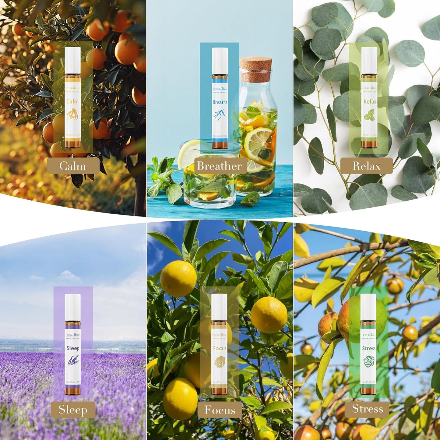 Aromatherapy Essential Oil Roll On Blend Relaxation Gift for Women, Natural and Pure Essentail Oils with Travel Size Roller Ball Bottle (Breathe, 1)