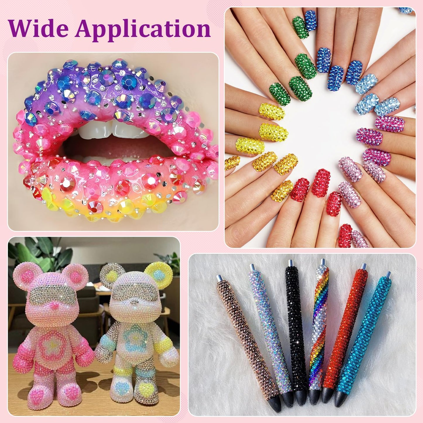 16000Pcs Resin Rhinestones with Tweezers for Crafting, Mixed-Color 4mm Bedazzling Crystal with 1Pcs 10ml B7000 Jewelry Glue for DIY Crafts Clothing Tumblers Shoes Fabric Nail Art