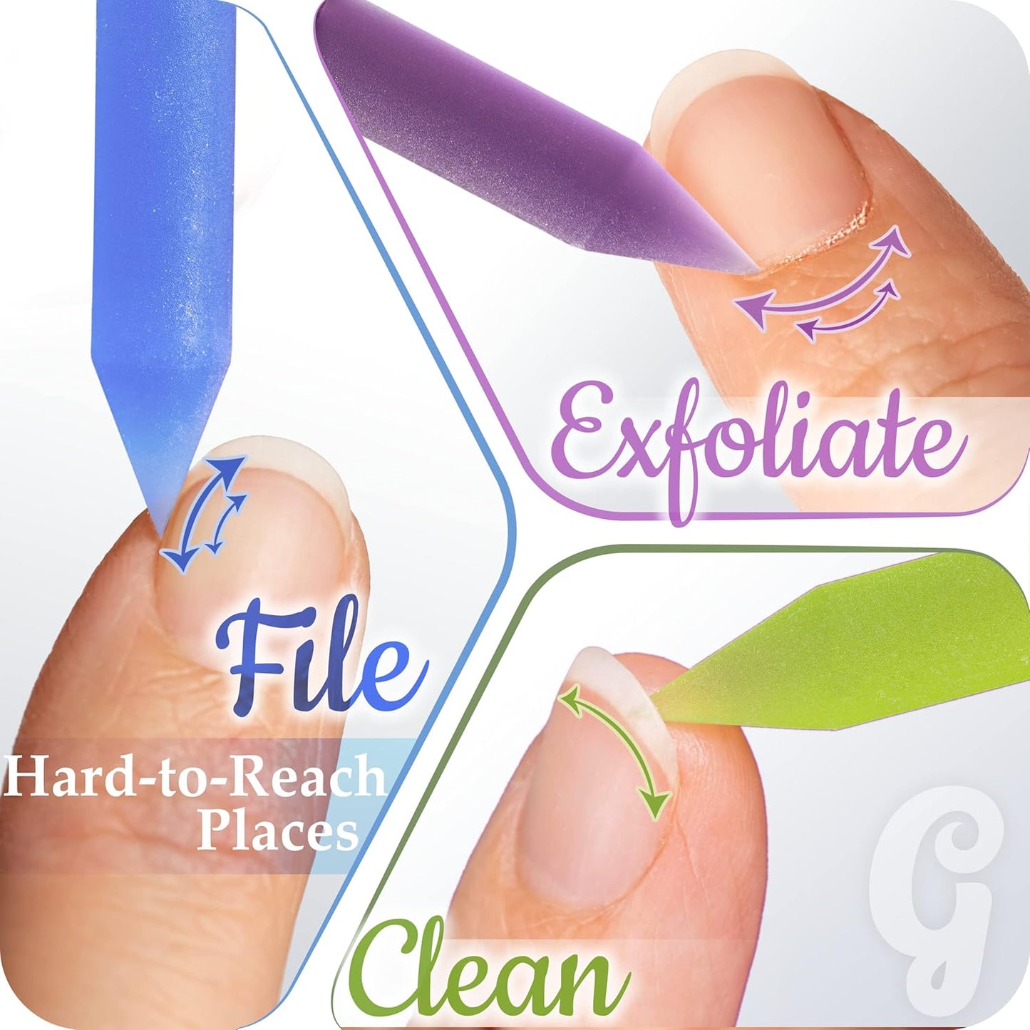 Glass Cuticle Pusher by GLADZY - Manicure Stick, Genuine Czech Quality, Professional Precision Filing Cuticle Remover, Abrasive Surface Never Wears Out - Blue