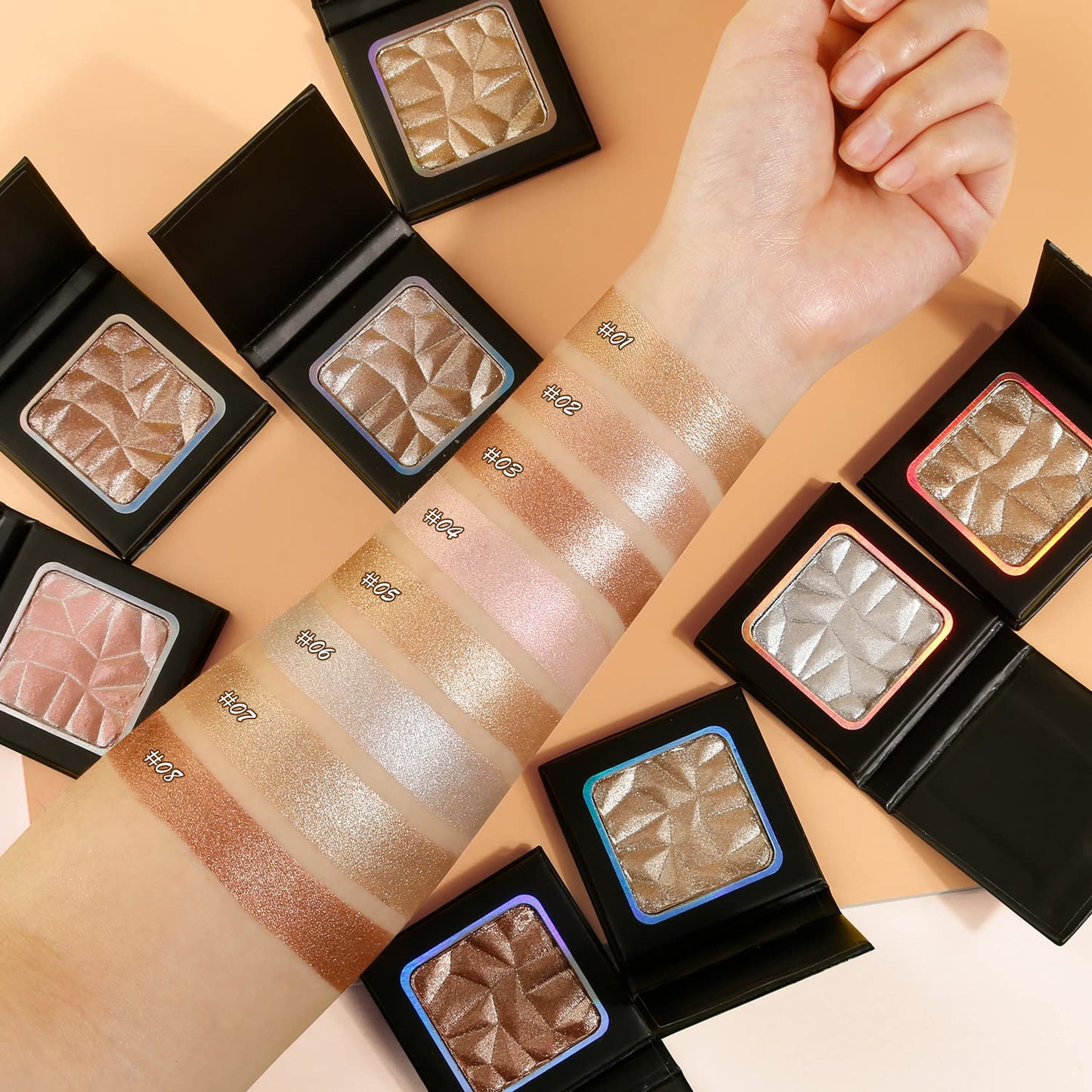 Shimmer Highlighter Palette Brown Color for Black Women,Highlight Makeup for Face/Body,Long Lasting Glow Illuminate Powder for Medium Skin,Highlighting Contour Palettes,Cruelty-Free