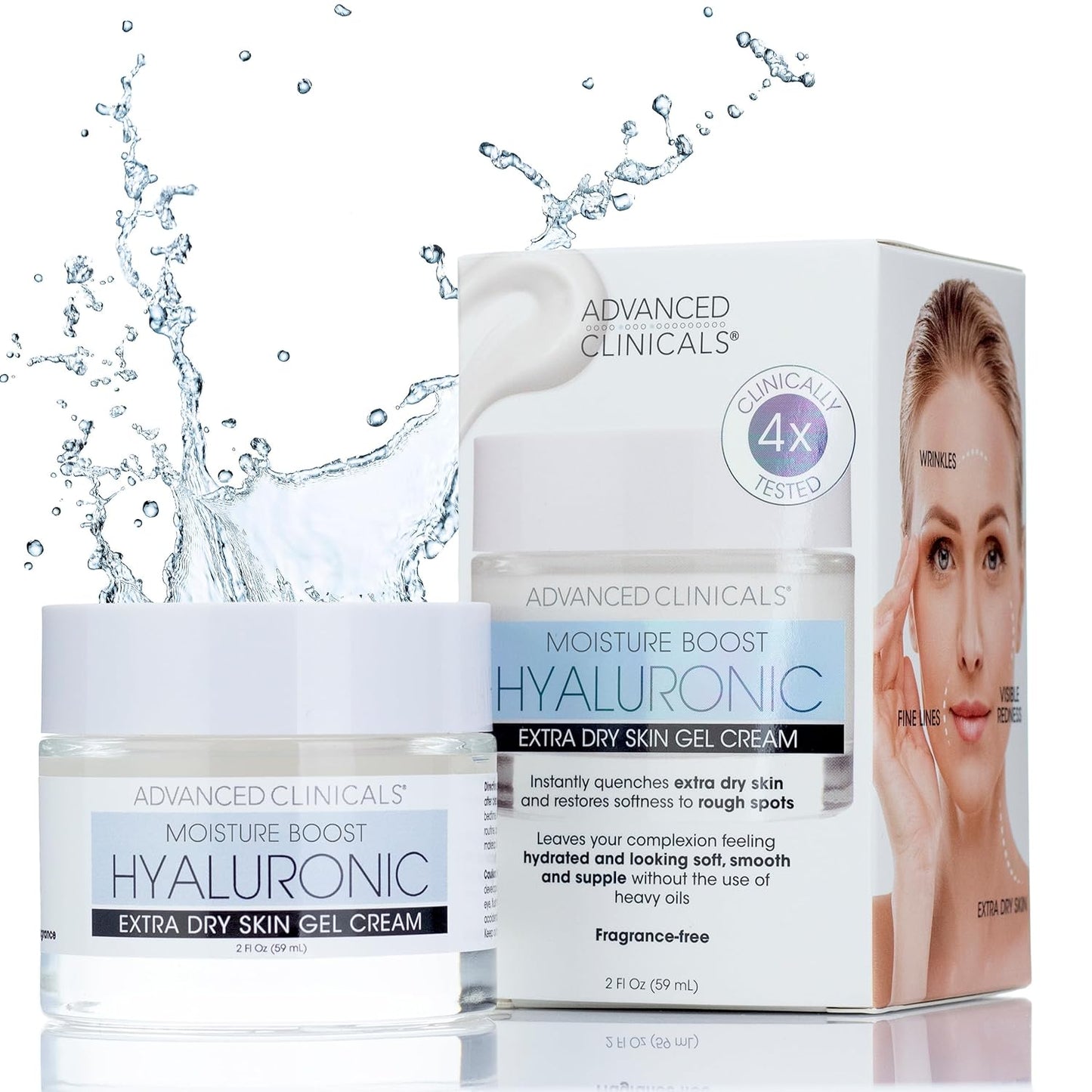 Advanced Clinicals Hyaluronic Acid Moisturizer Gel Face Cream W/Vitamin E + B5 | Hydrating & Vitamin C Face Lotion Hydrates Dry Skin & Improve Look Of Wrinkles & Fine Lines, 2 Fl Oz