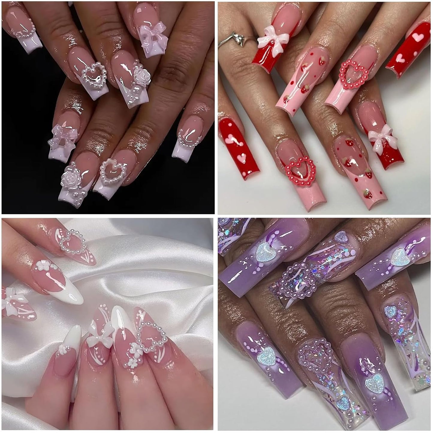 Nail Art Charms Flatback Nail Pearls Rhinestones with Rhinestones Glue Gel Flower Butterfly Nails Gems Supplies Accessories Clear Rhinestone for Women Nails Design Decoration