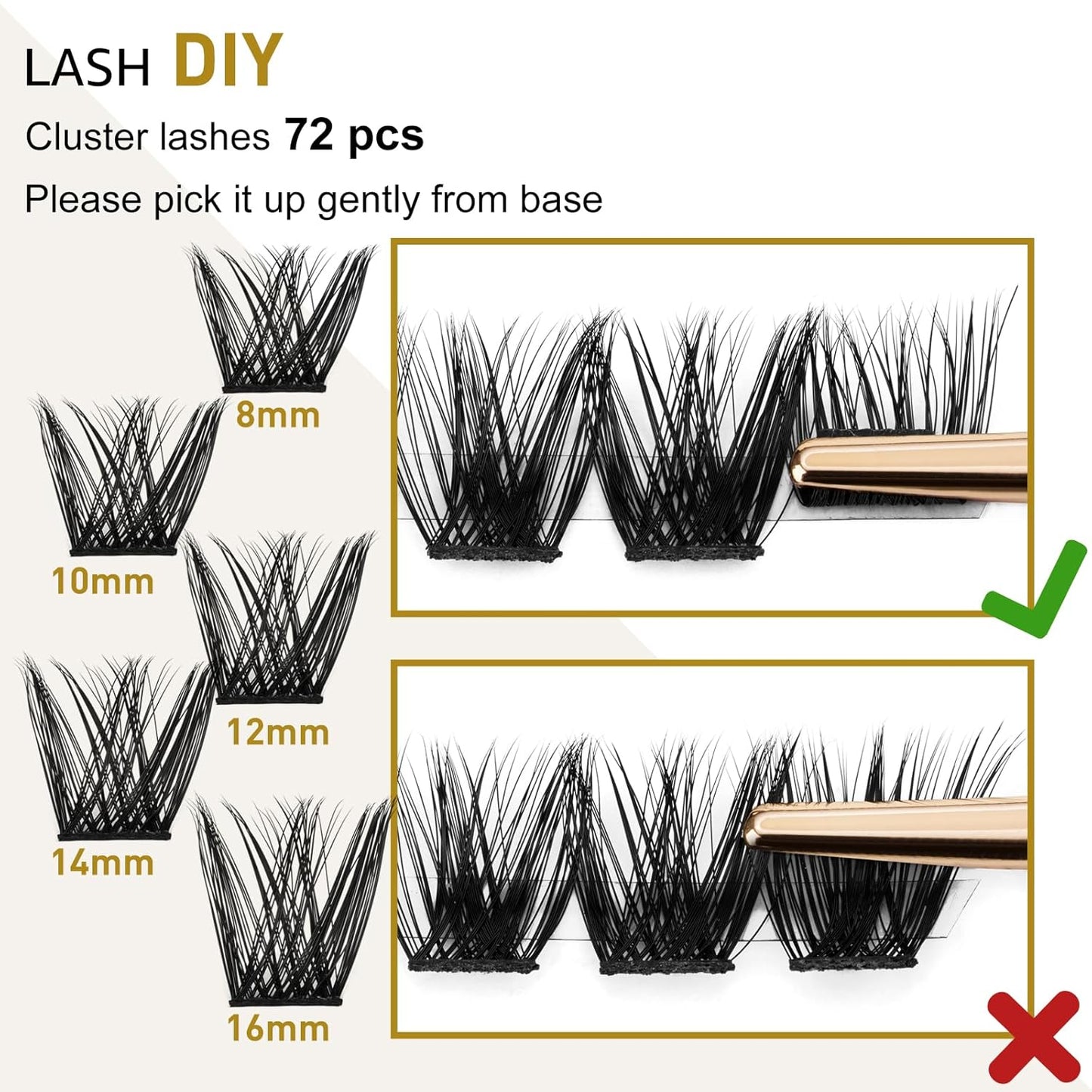 B&Qaugen B05 Fluffy Lashes Clusters Eyelash Extensions Individual Lash Wispy D Curl 72 Clusters False Lashes DIY at Home (B05-14mm)