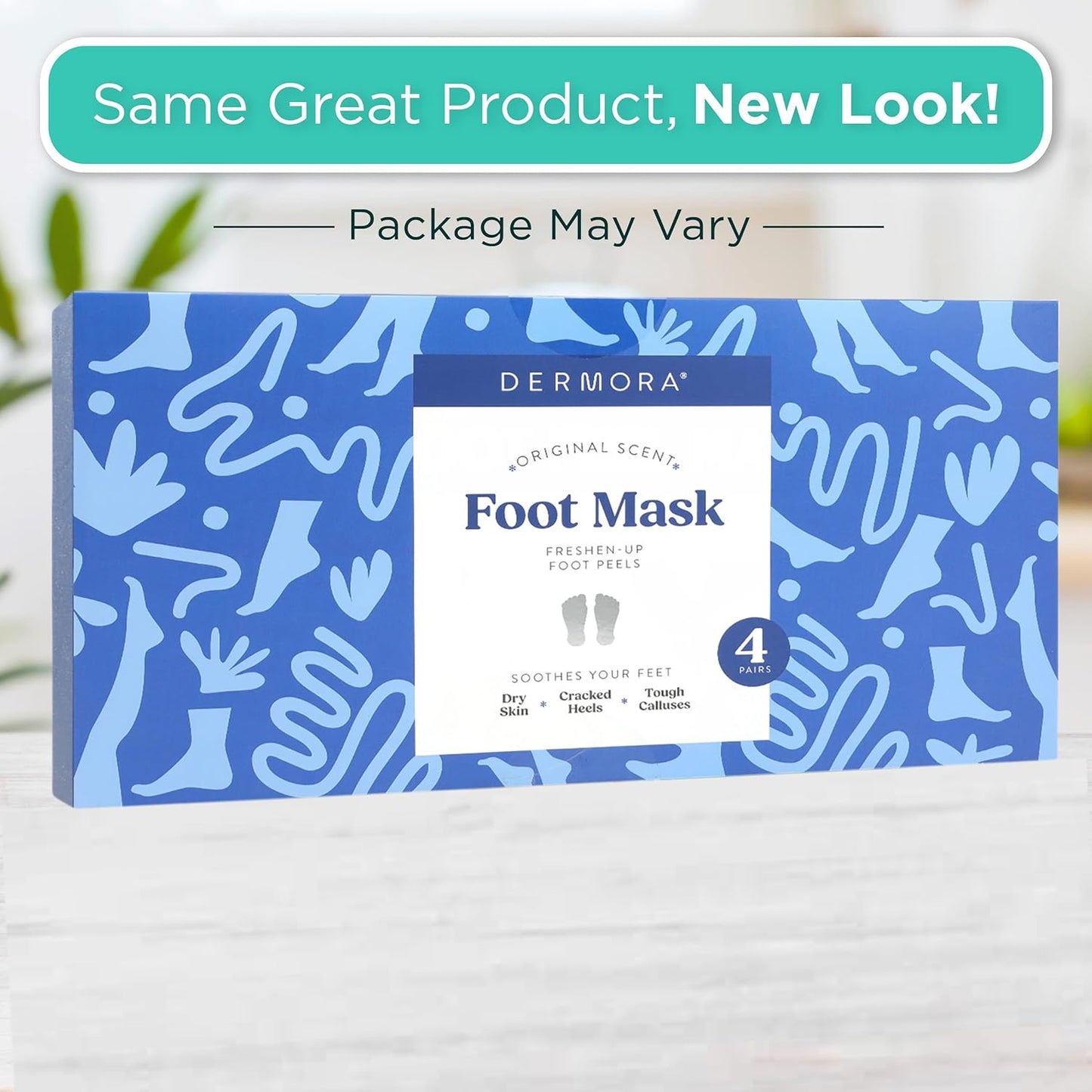 DERMORA Foot Peel Mask | Skin Exfoliating Foot Masks | Dry, Cracked Feet, Callus, Dead Skin Remover | Baby Soft Feet | Original Scent | Pack of 4 | Regular