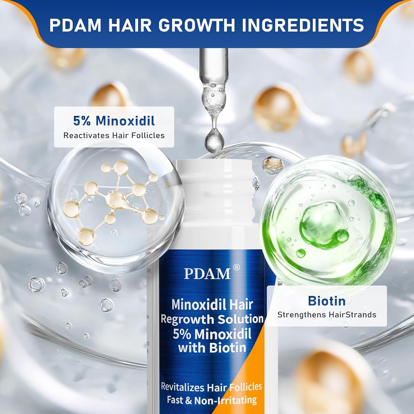 5% Minoxidil for Men Hair & Beard Growth Kit, Minoxidil for Women Hair Growth Serum, Extra Strength Hair Loss Treatment for Thinning Hair, Promotes Thicker Fuller Regrowth, Nourishes Scalp, 2oz