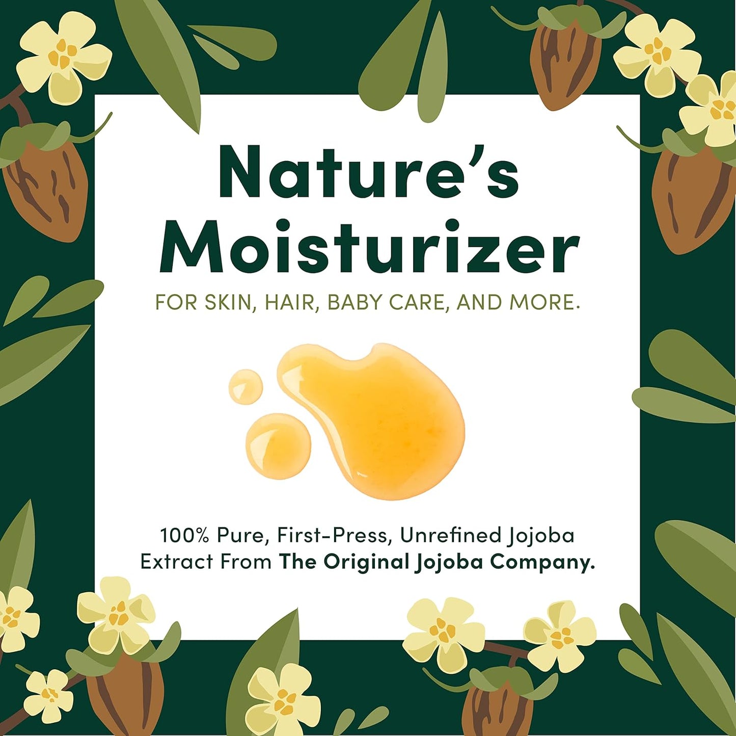 HobaCare Organic Unrefined Jojoba Oil for Nails, Cuticles, Dry Skin, Beard, Scalp Massage – Mini Travel Size 100% Pure Hexane Free Natural Carrier Oil for Skincare, Hair, Shaving Aftercare (4.22 oz)