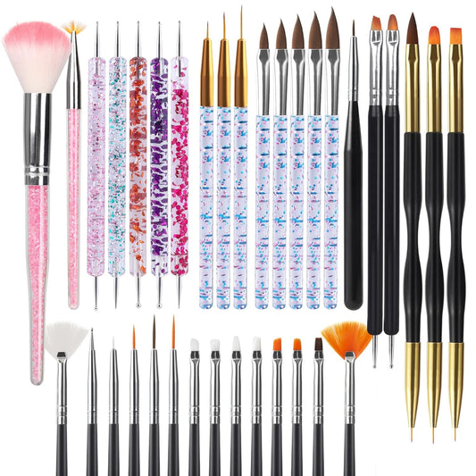 Artdone 35pcs Nail Art Pens brushes,Nail Art Tool Set,Nail Dotting Tools,Nail Dust Brush,Striping Nail Art Brushes for Long Lines,Nail Drawing Pen For Nail Design