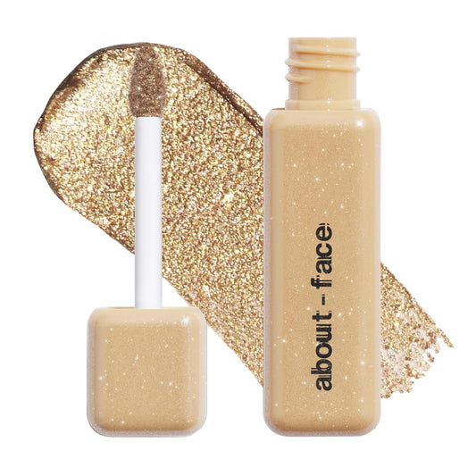 aboutface Fractal Glitter Eye Paint Apollo Empire – Smudge-Proof, Long-Lasting Liquid Eyeshadow – Intense Sparkle with Mousse Texture – Vegan, Cruelty-Free – 0.13oz (Gold)