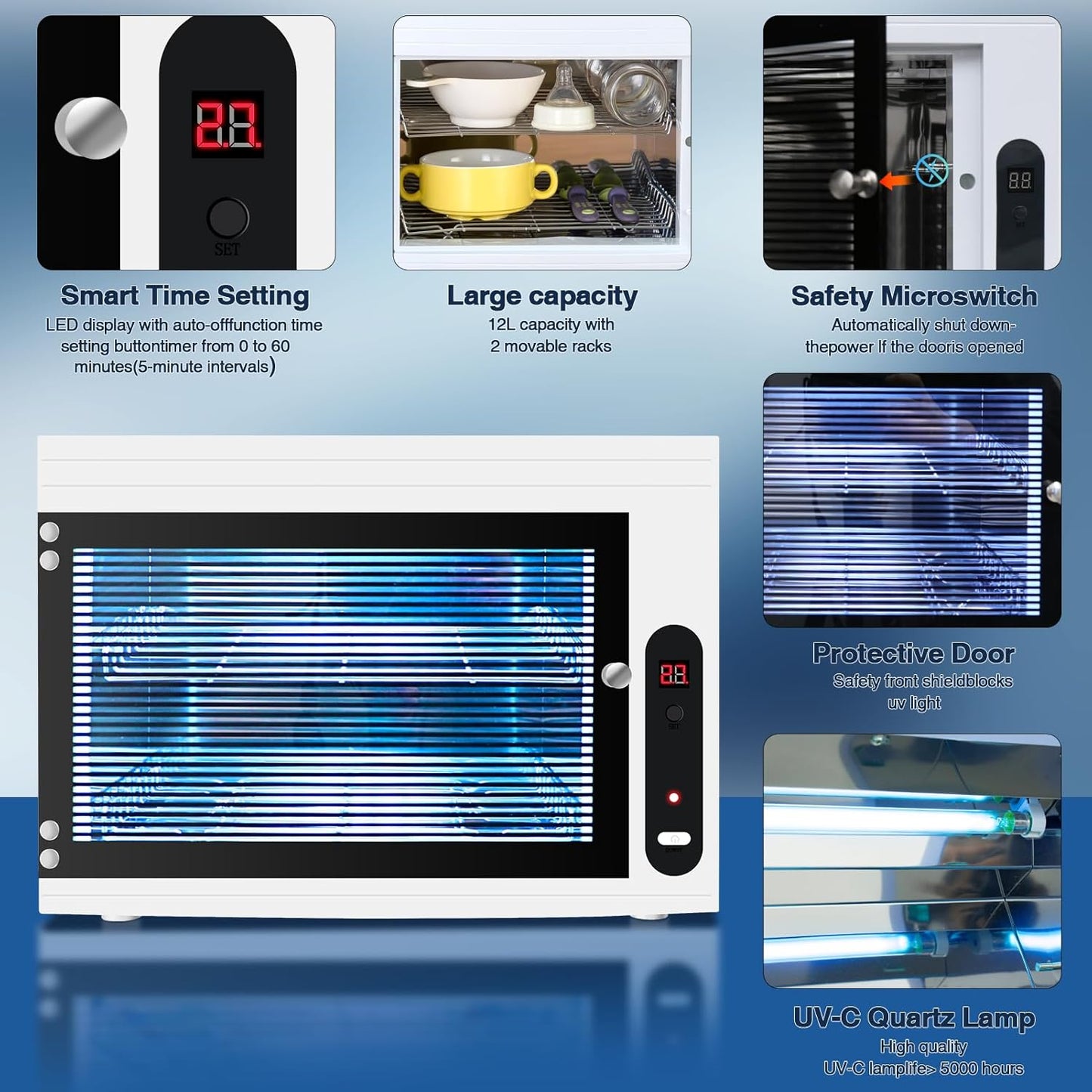 Nail Tool Cleaning Machine 17L Big Capacity UV Sanitizer Cabinet Salon Equipment for Spa Beauty Home Metal Tools