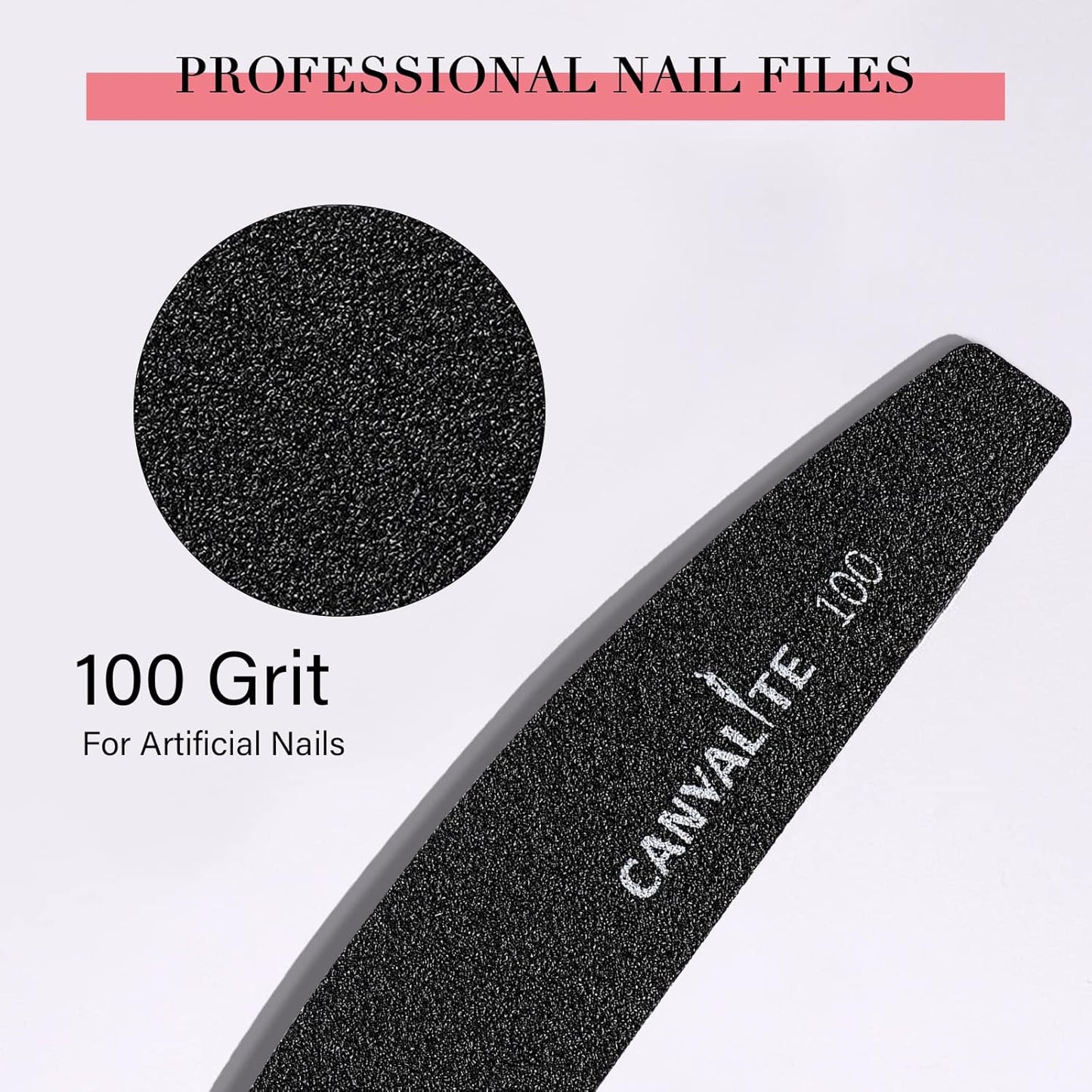 Canvalite 40 PCS Nail File Professional Reusable Peel and Stick Nail Files Replaceable Emery Boards 100 Grit Fingernail Files Manicure Tools for Home and Salon Use