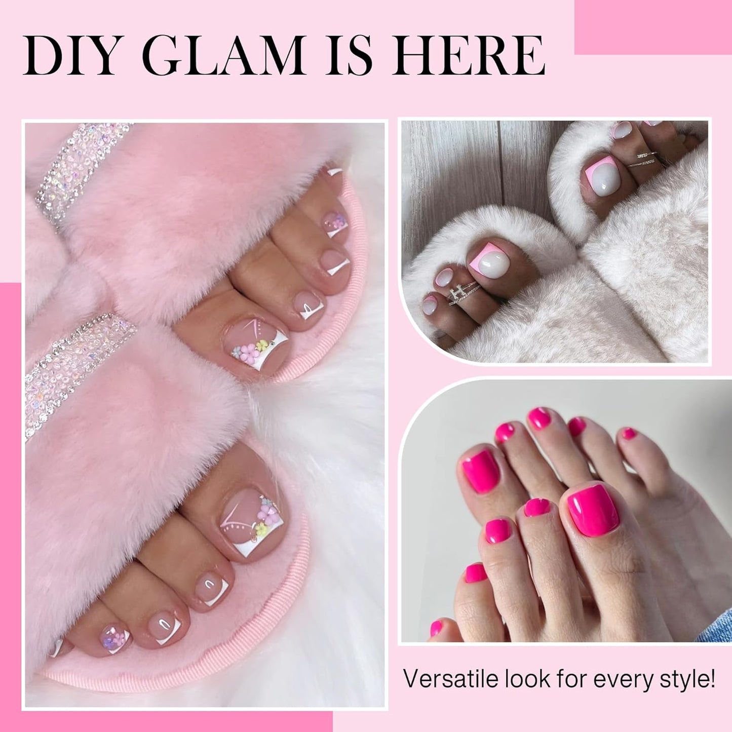 Square Toe Nail Tips, 504Pcs 15 Sizes Full Cover Press On Toenails for Women, Long Wider Pre-etched Double Matte Fake Toenails for Big Toe Nail Extensions Home DIY Salon Soak Off