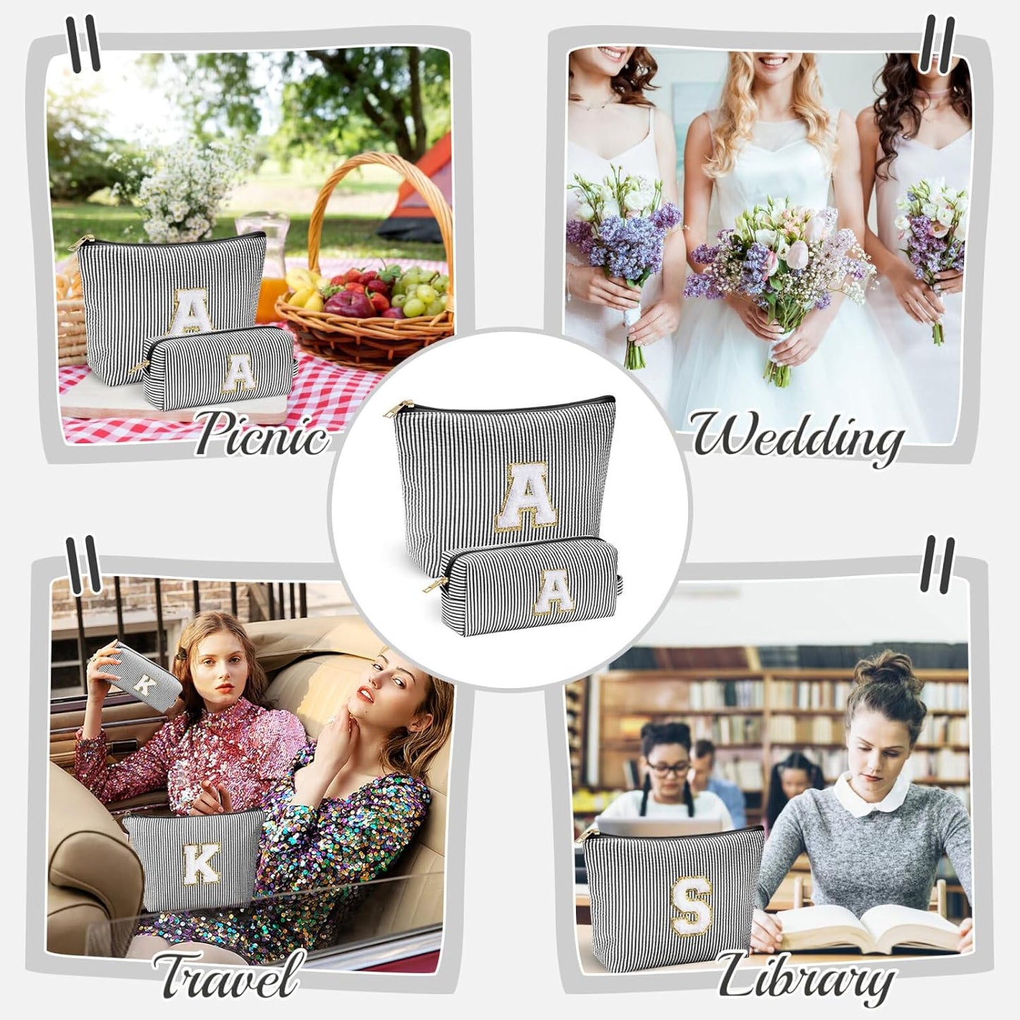 YOOLIFE Gifts for Women Her, Makeup Bag Make Up Bag Pouch Cosmetics Organizer Bag Cute Makeup Bag Skincare Bag Personalized Best Friend Wife Birthday Gift Graduate Gifts for Her Black W