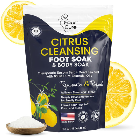 Citrus Detox Foot Soak with Epsom Salts – for Foot Callus, Damaged Toenail Appearance, Pedicure Spa, and Soothing Sore, Tired Feet – Made in USA – 16oz
