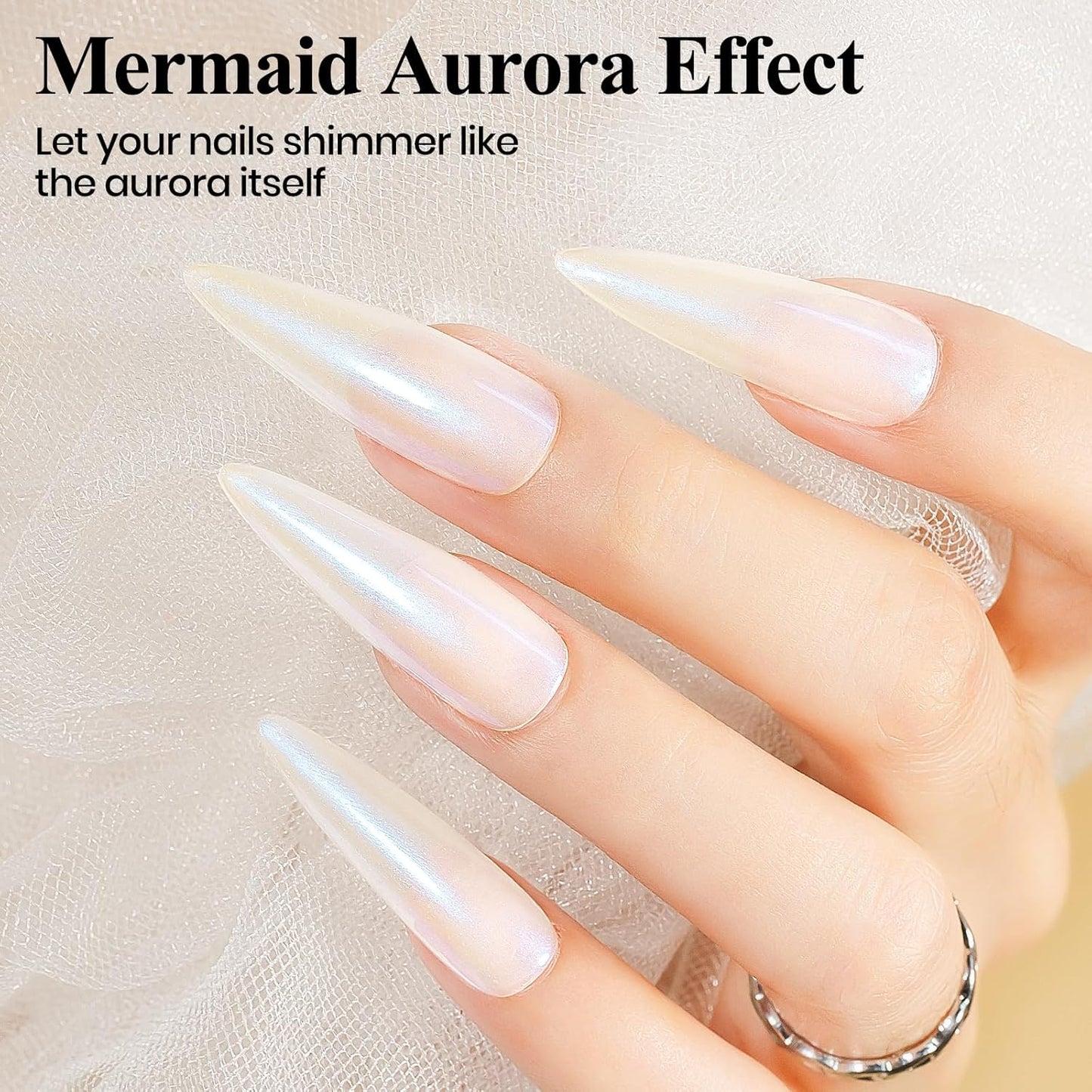 Nail Polish Quick Dry, Mermaid Shimmer Nail Lacquer Pearl White, Blue Aurora Effect, Air Dry Fast Fingernail And Toenail Polish Nail Pigment Natural Color Nail Concealer Polish, 12ML