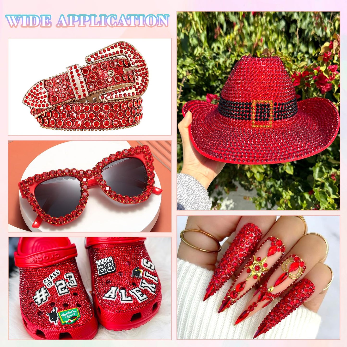 25000Pcs Resin Rhinestones with Tweezers for Crafting, 2-6mm Mixed Sizes (Red) Non Hotfix Flatback Gems, Bedazzling Crystal for DIY Crafts Clothing Tumblers Mugs Shoes Decor Nail Art