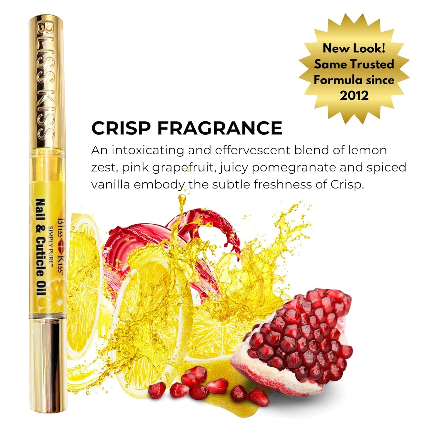 Bliss Kiss | 1 Crisp Fragrance | Nail Oil Cuticle Pen w/Vitamin E & Jojoba⏤Nail Strengthener Nail Growth Serum for Brittle Peeling Breaking Thin Nails