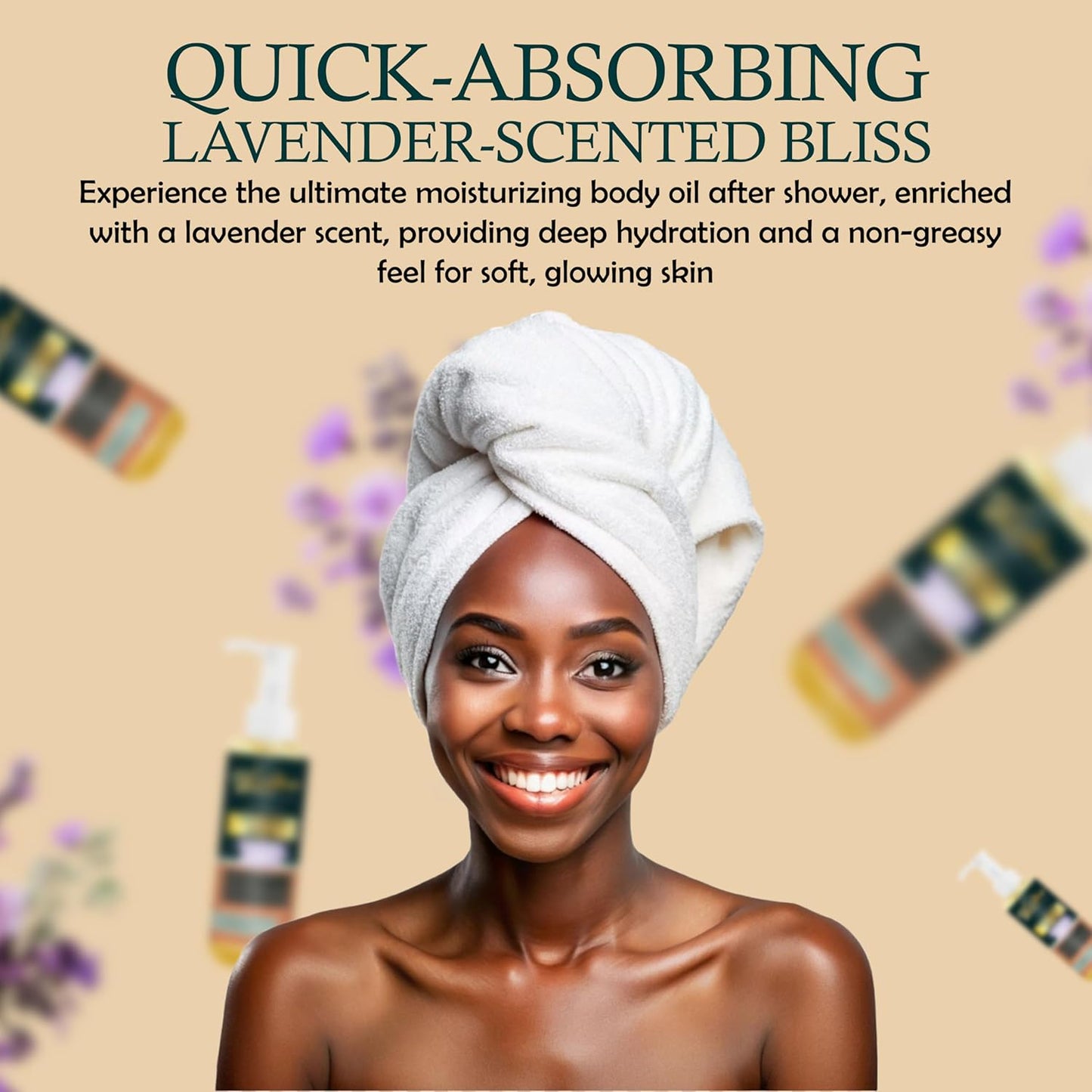 USDA Certified Organic Pure Natural Hydrating Body Oil After Shower With Coconut, Jojoba, Olive & Almond Non-Greasy Moisturizing Oil For Women & Men Dry Skin 5.07 fl oz/150ml- Lavender Scent