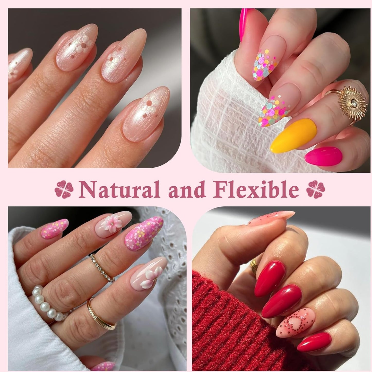 Medium Almond Nail Tips, 240pcs Soft Gel Pre-Filed Acrylic Almond Fake Nails, Half Matte Full Cover Clear Press on Flase Nail Tips for Nail Extension Home DIY 12 Sizes Gelly Tips