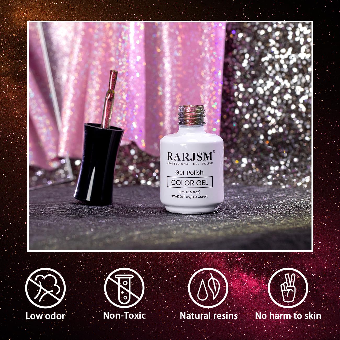 RARJSM Cat Eye Gel Nail Polish Aurora Orange Purple Multi Color Velvet Diamond Cateye Gel Polish with Magnet Stick Reflective Shimmer UV LED Curing Requires Soak Off for Home Salon Manicure 15ml