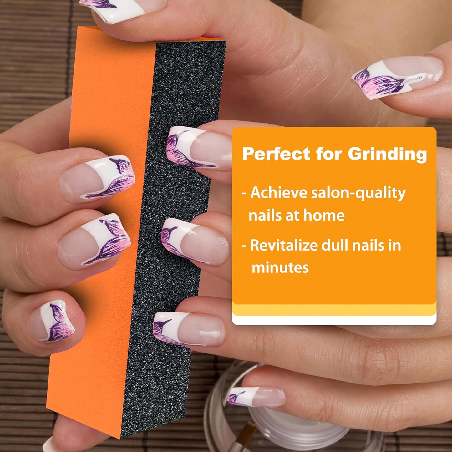 Durable Nail Buffer Sanding Block 100/180/100 Grit Orange Buffer for Buffing Pedicure Tool 5 Pcs