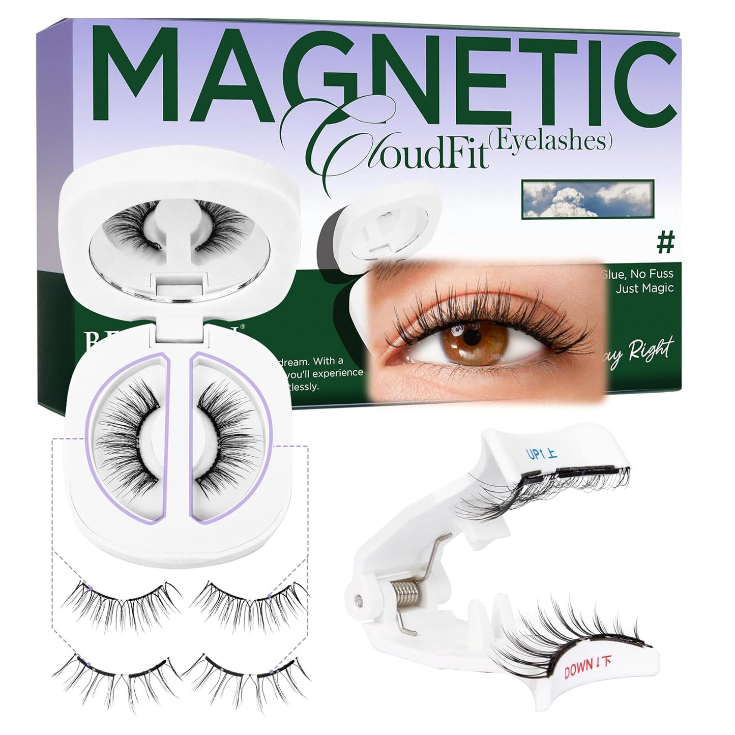 BEYELIAN Magnetic Eyelashes with Applicator Kit, Reusable Natural Look 3D Lashes, No Glue Needed Soft Magnetic Lashes for Eye Makeup (Lightweight & Comfortable)