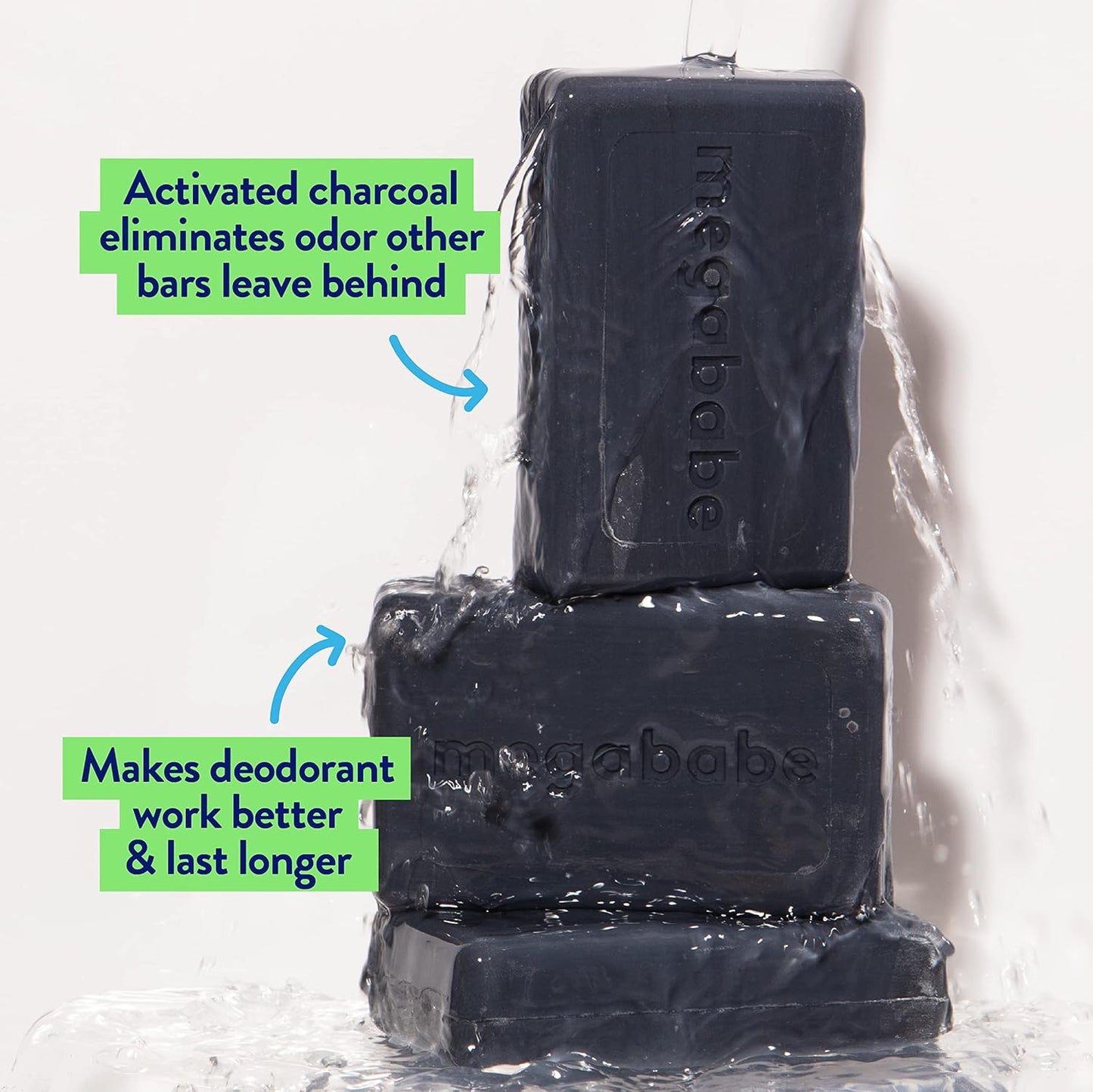Megababe Underarm Bar Soap - Space Bar | With Detoxifying Charcoal for Odor Control | 4.5 oz - 3 Pack