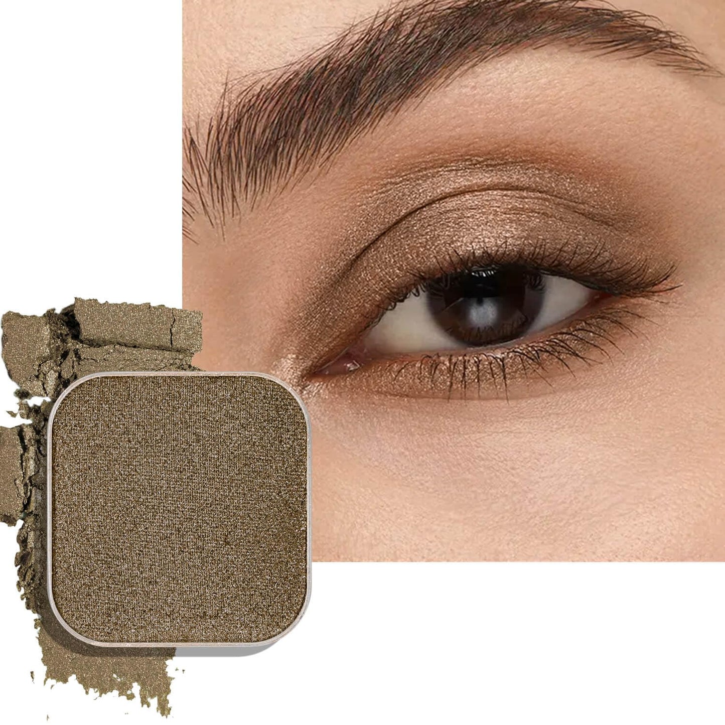 Magnetic Single Shimmer Bronze Eyeshadow with Metal Pan, Pressed Powder Refill, Ideal for Smoky Eye Makeup and DIY Empty Magnetic Palette (Cocoa Charm)