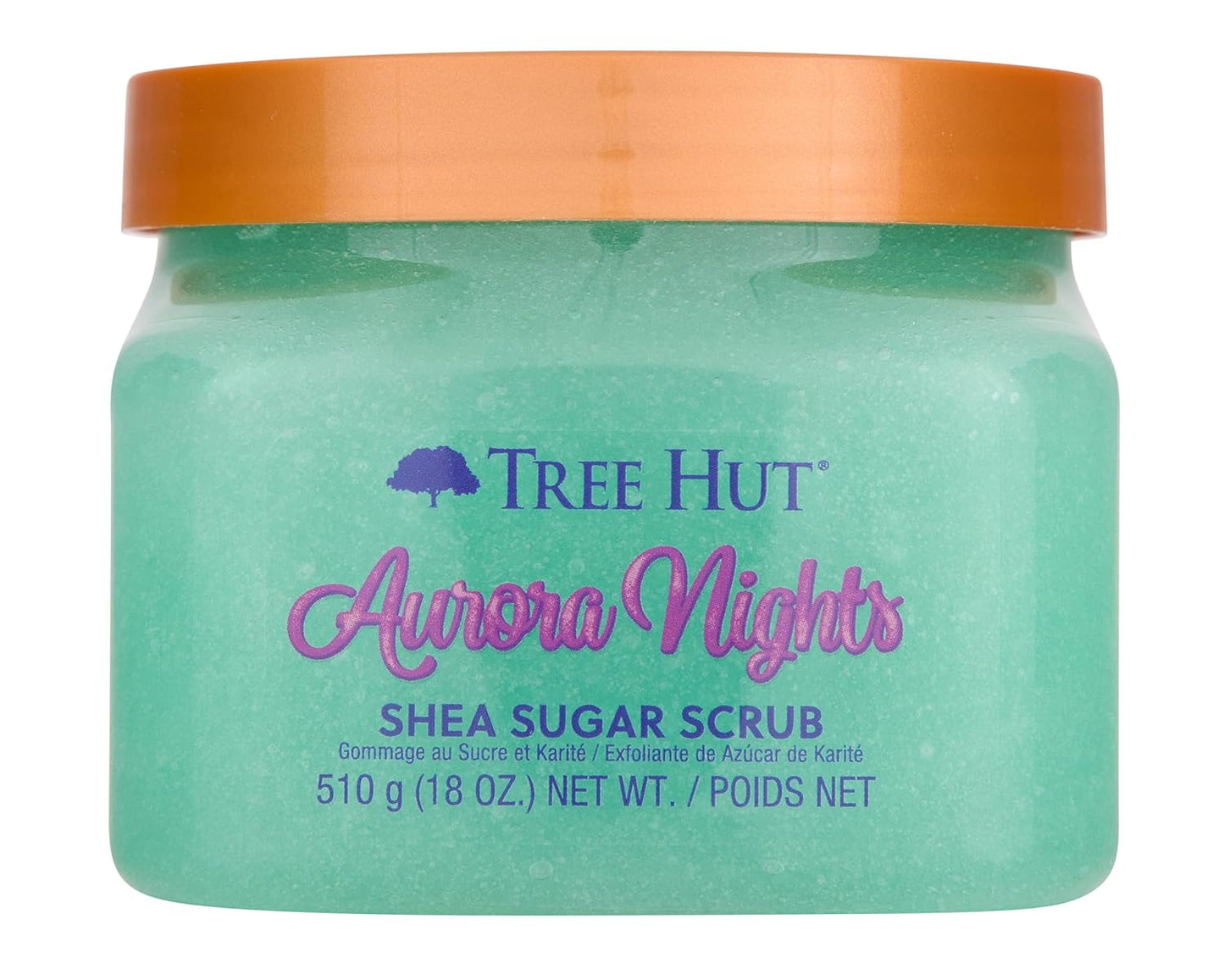 Tree Hut Aurora Nights Shea Sugar Scrub | Exfoliating Body Scrub Removes Dead, Dry Skin for a Soft & Hydrated Feel | Nourishing Essential Body Care | 18 fl oz.