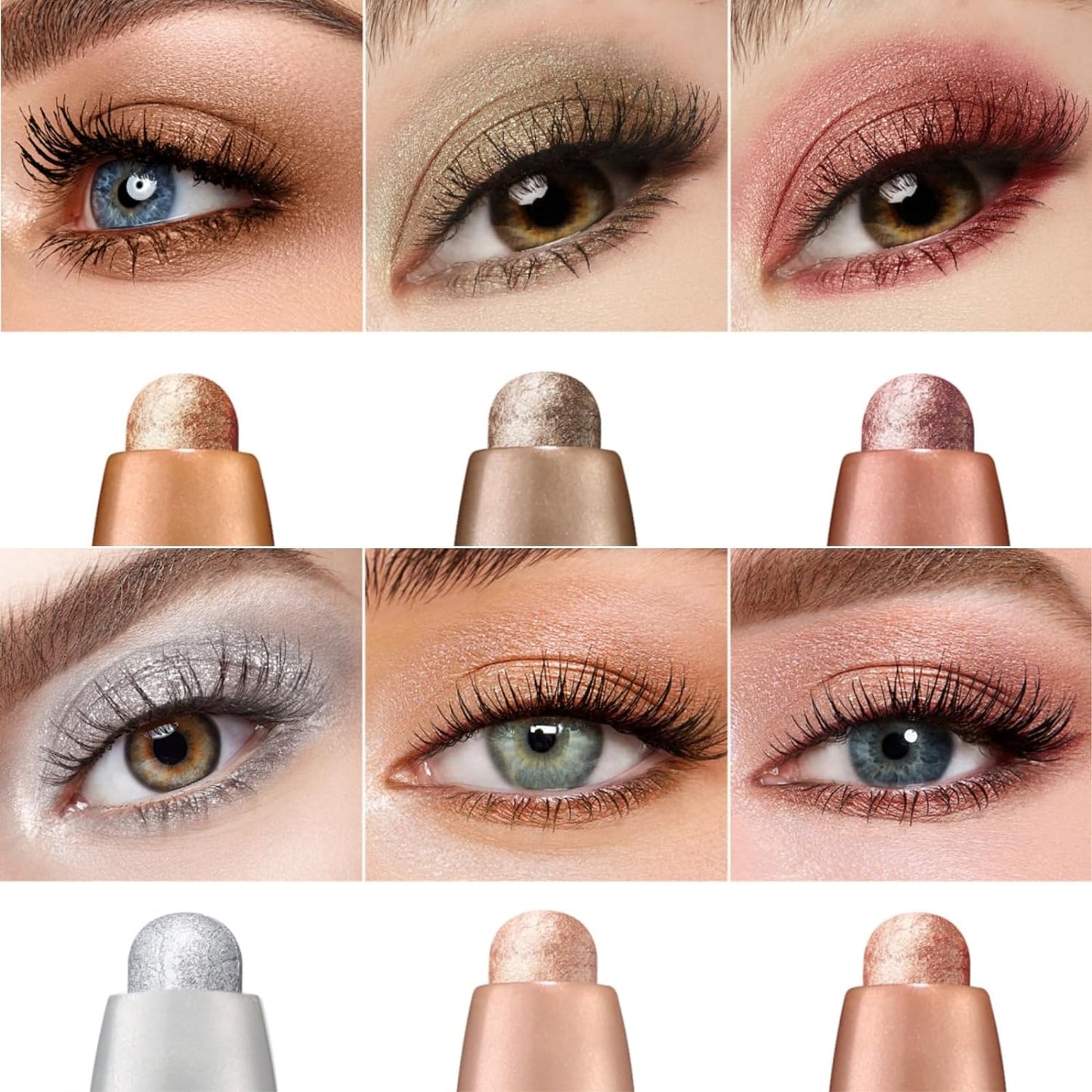 Jolilab Eyeshadow Stick Set, 6 Colors Matte Professional Bright-Colored Contouring and Highlight Stick, Cream Waterproof Long Lasting High Pigmented Eye Shadow(6, Set C)