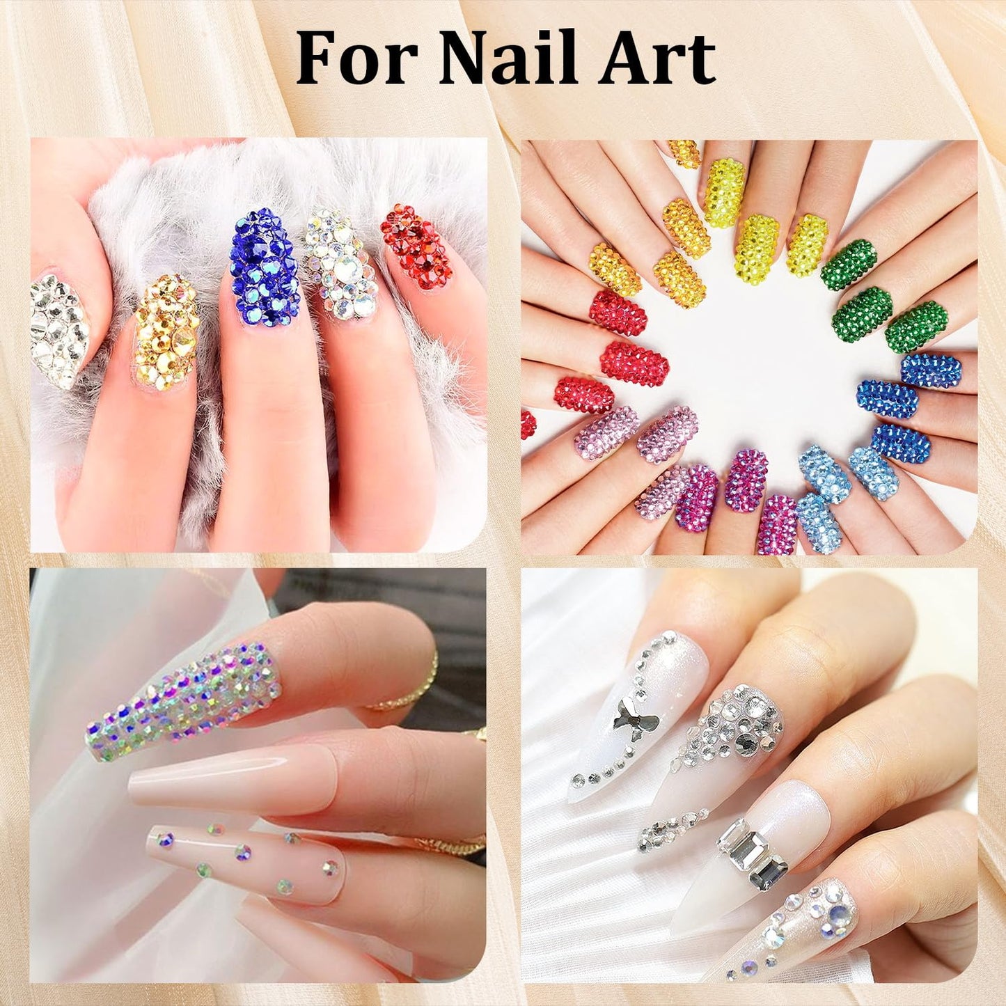 Colorful Face Gems for Makeup Set, Flatback Gorgeous AB Gems+Mixed-Colored Chameleon Crystals with Makeup Glue+Picker Pencil+Tweezer+Dual-End Dotting Tool for Eye Body Hair Make-up and Nail Art Deco