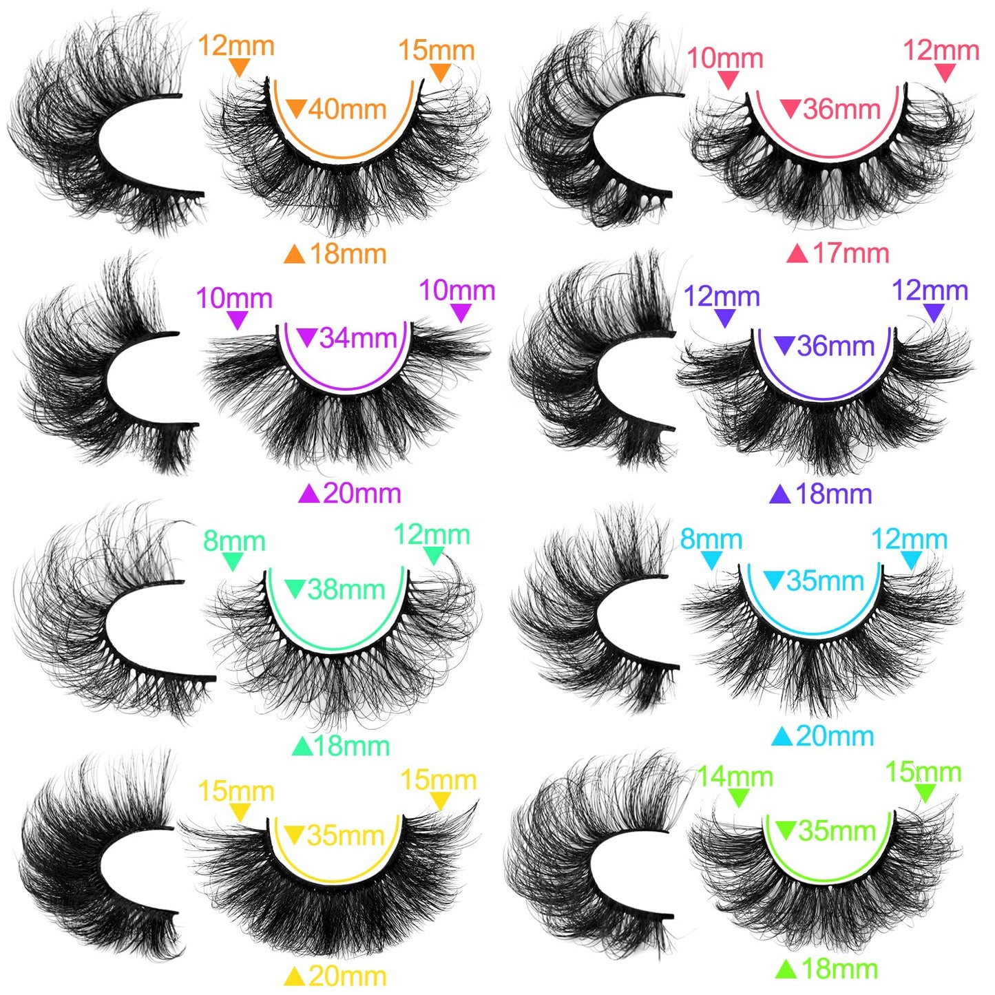 48 Pairs Mink Lashes Thick Eyelashes 8 Styles Mixed Dramatic Long Faux Mink Eye lashes Pack 10D Wholesale Luxury Soft Fake Eyelashes