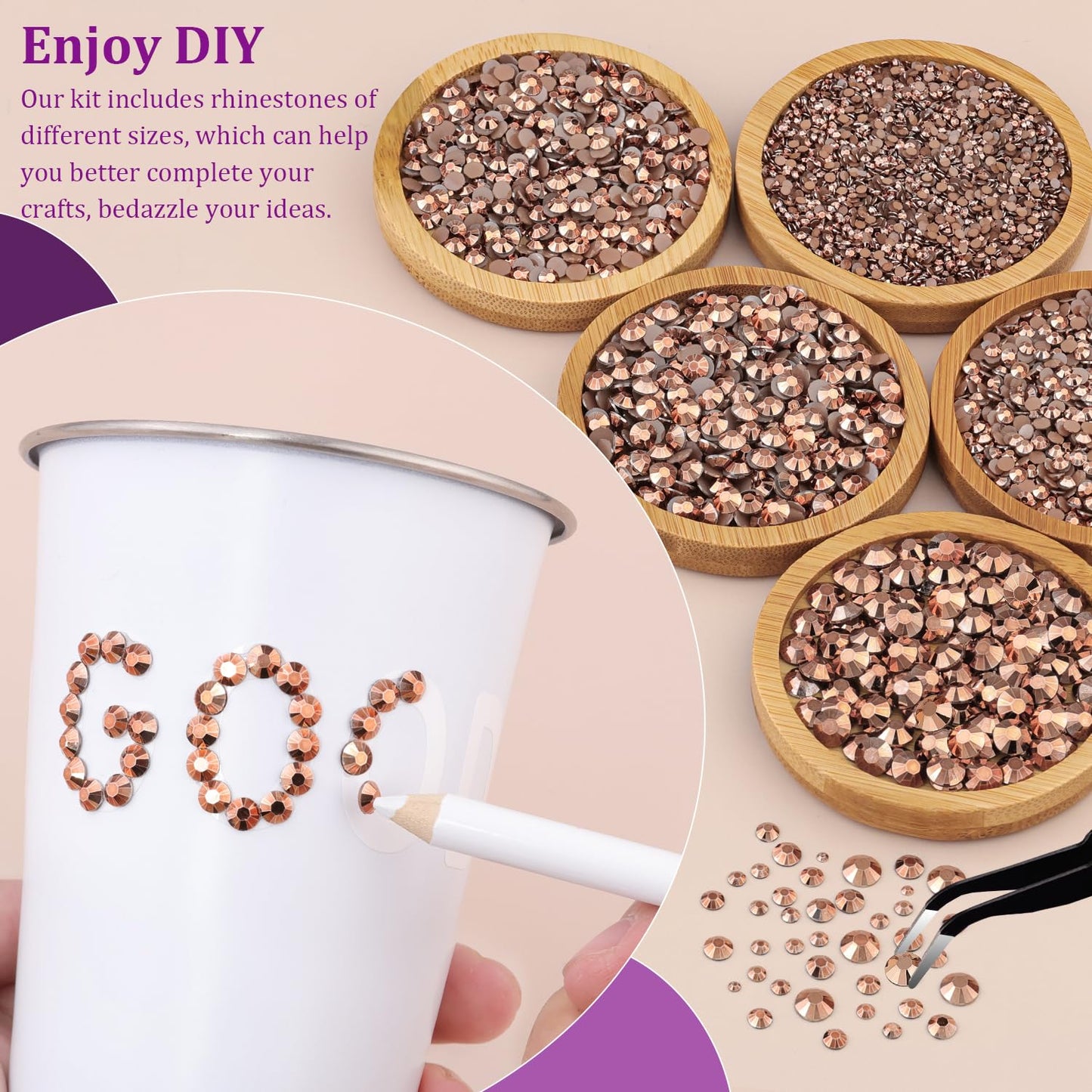 Resin Jelly Rhinestones for Crafting with B7000 Jewelry Glue, 2 Boxes Champagne Flatback Crystals with 3Pcs 10ml Glue, Bedazzling Non Hotfix Gems for DIY Tumblers Clothing Shoes Manicure