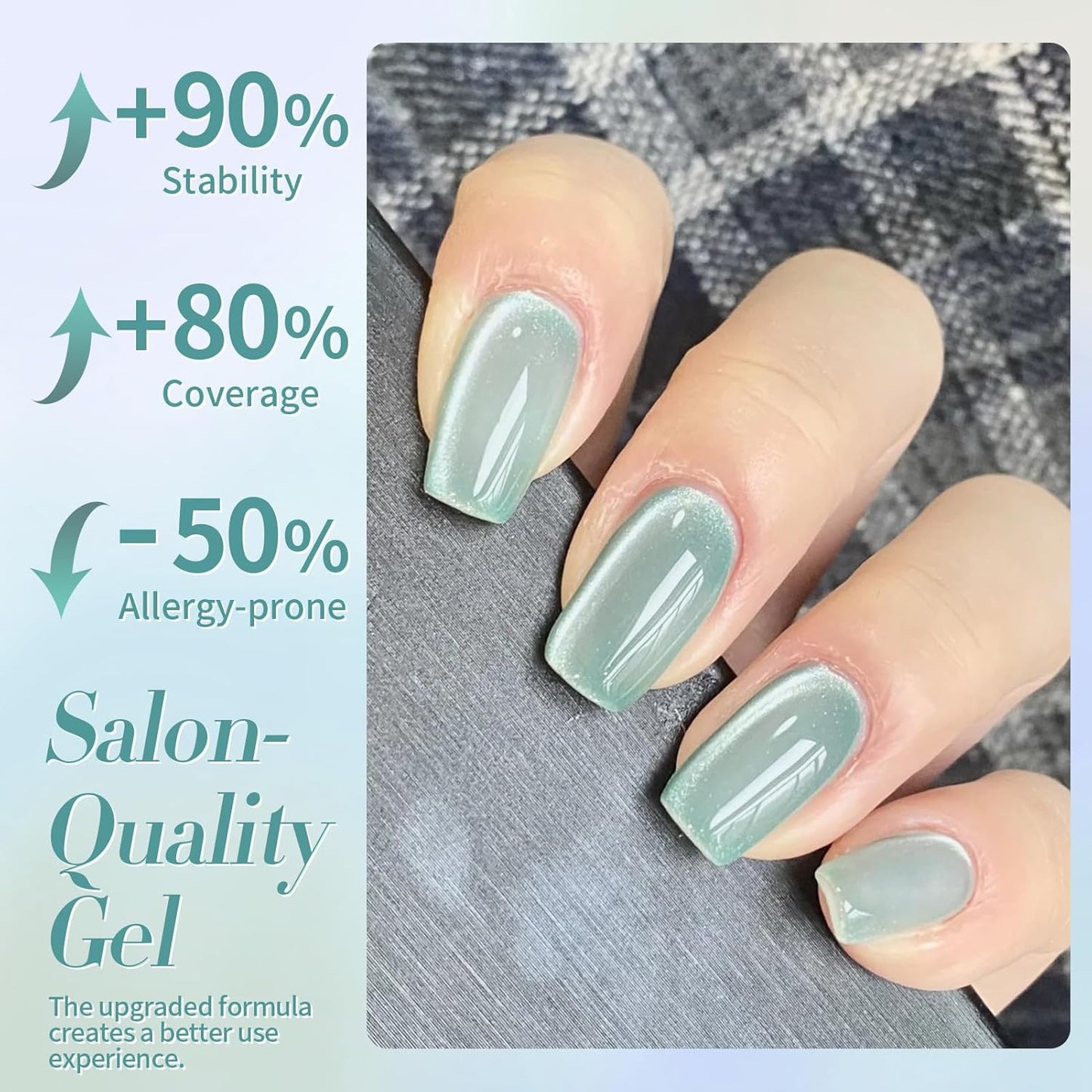 Born Pretty Cat Magnetic Eye Gel Nail Polish, Green Moonlight Cat Magnetic Gel, Glass Shiny Effect Green Soak Off Nail Art Salon Manicure Home Gift 15ml