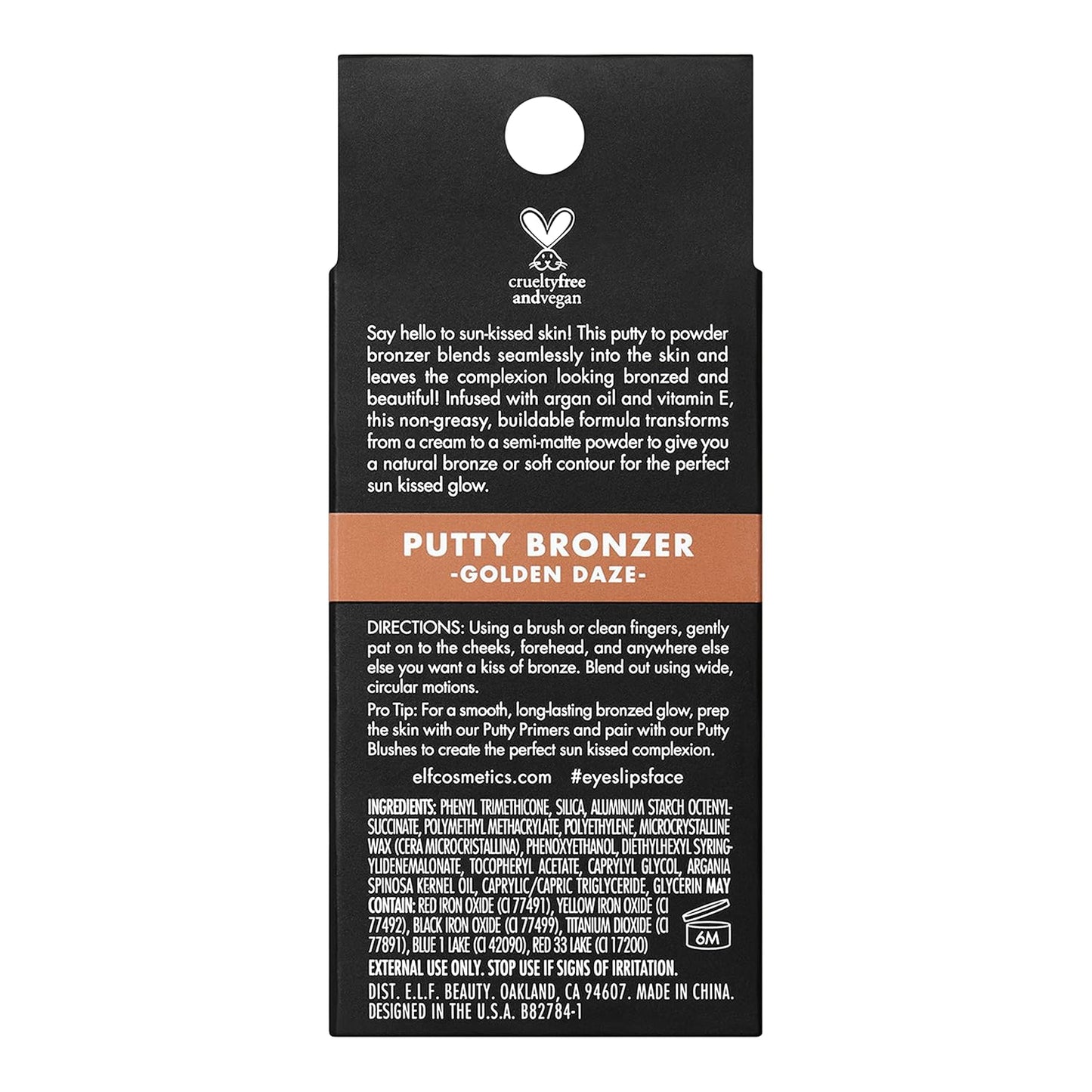 e.l.f. Putty Bronzer, Creamy & Highly Pigmented Formula, Creates a Long-Lasting Bronzed Glow, Infused with Argan Oil & Vitamin E, Golden Daze, 0.35 Oz (10g)