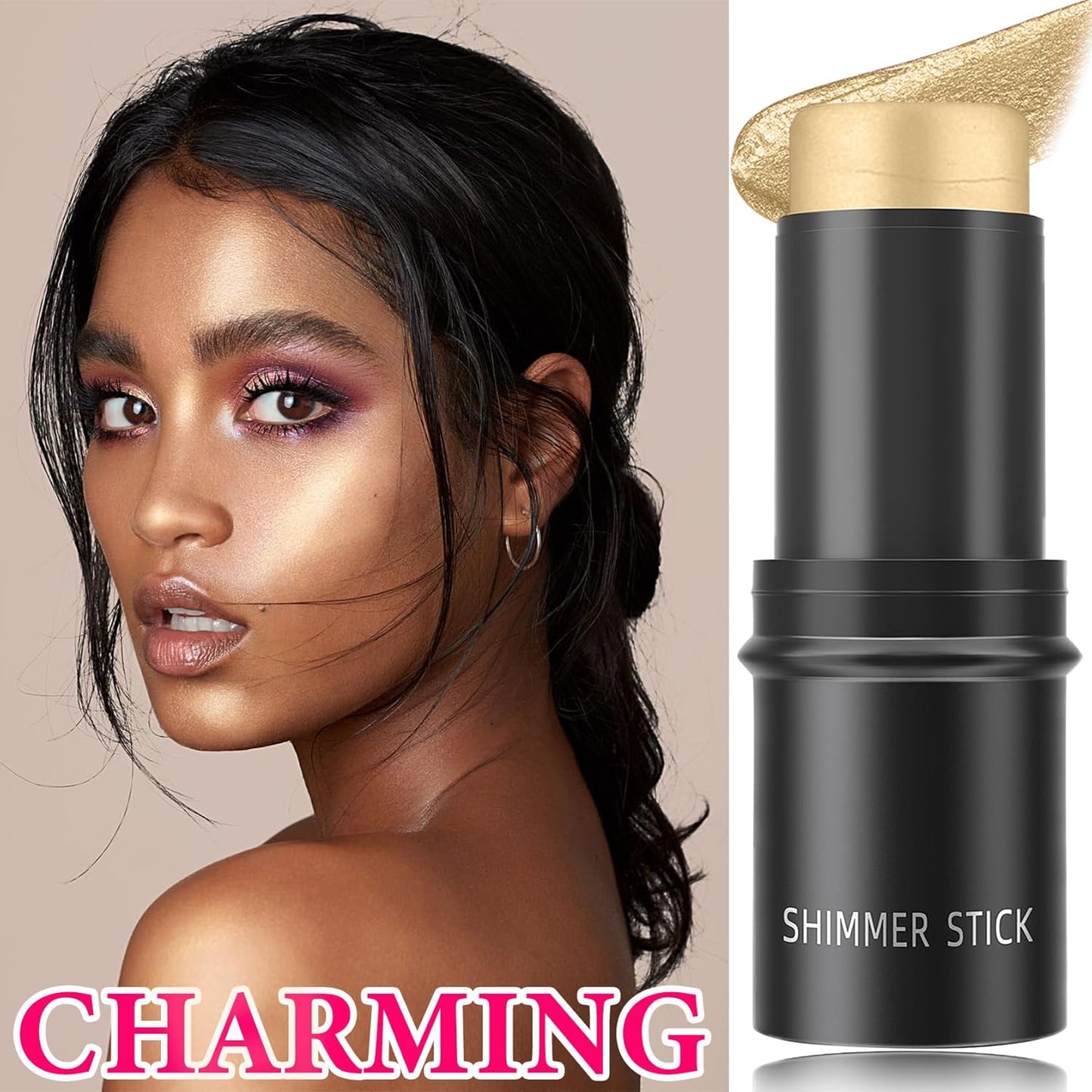 Cream Contour Stick,Shimmer Stick Long Lasting Non-greasy Cream Contour Bronzer Stick,Lightweight Concealer Waterproof Face Contouring Makeup Pen for Women(02#)