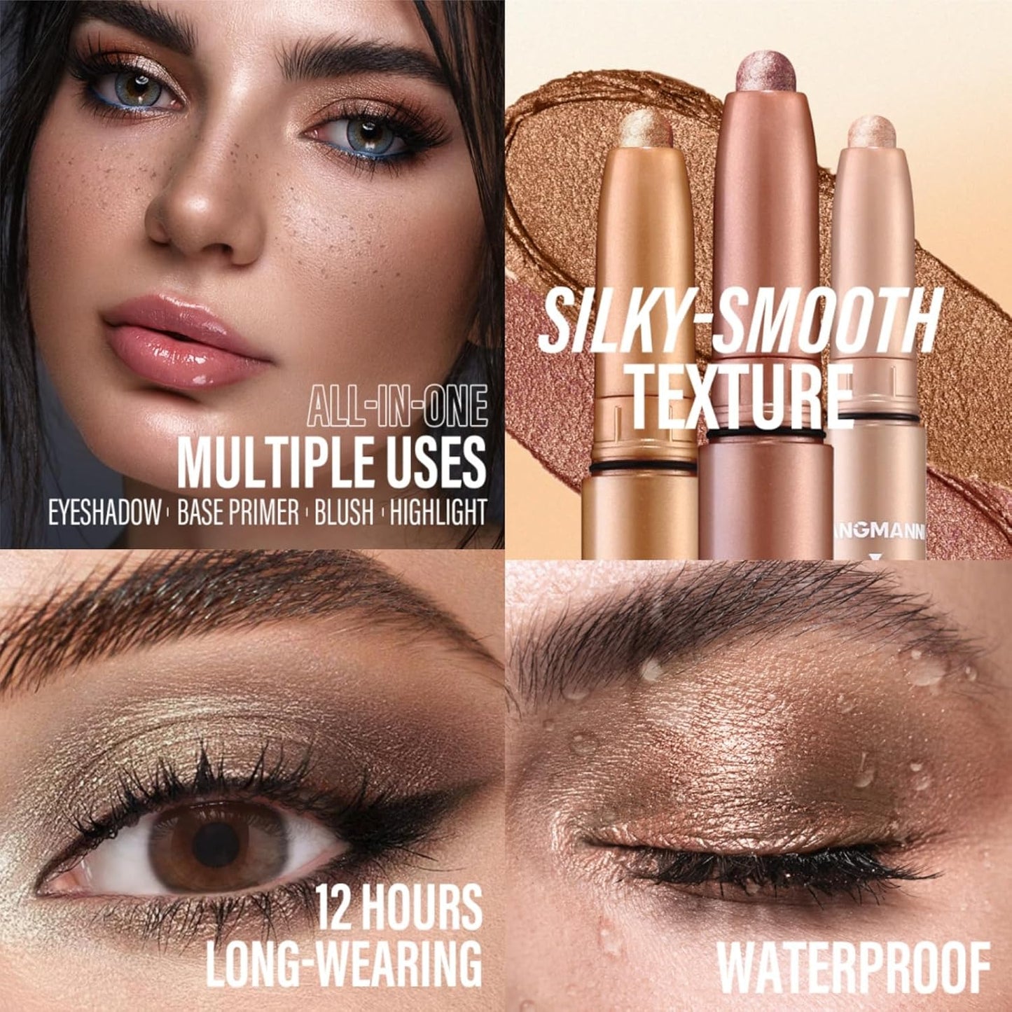 Jolilab Eyeshadow Stick Set, 8 Colors Matte Professional Bright-Colored Contouring and Highlight Eyeshadow Stick, Cream Waterproof Long Lasting High Pigmented Eye Shadow. (8, Set F)