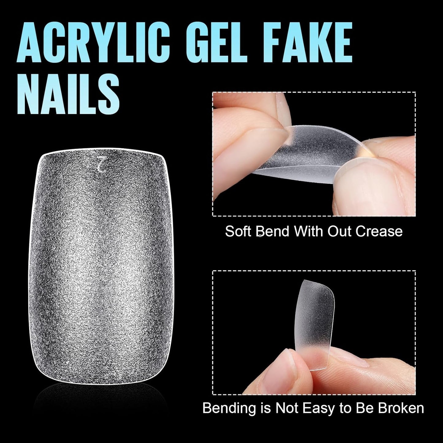 TOMICCA Short Square Nail Tips 240Pcs Pre-buff Full Matte Acrylic Fake Nails, 15 Sizes Full Cover Press on Nail for Extension Manicure Home DIY Nail Art