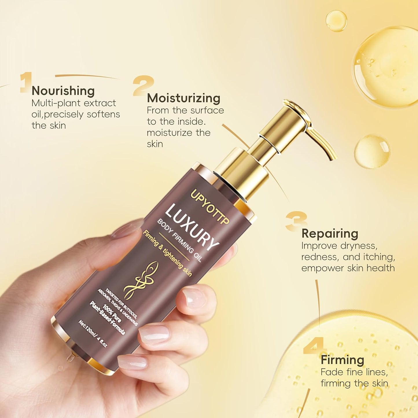 Magic Body Firming Oil, Luxury Body Oil for Skin Firm Tighten, Hydrating & Nourishing Dry Skin-With Jojoba,Vitamin E and Camellia Oil Natural Ingredent(4.06 FL OZ)