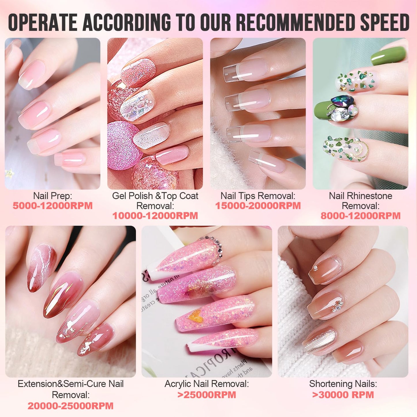 Makartt Nail Drill Professional, Rechargeable Nail E File 30000RPM Electric Nail Drill, Malory Pink Portable Gel Nail Remover Machine with Nail Drill Bits & Sanding Bands for Manicure Salon Home Use